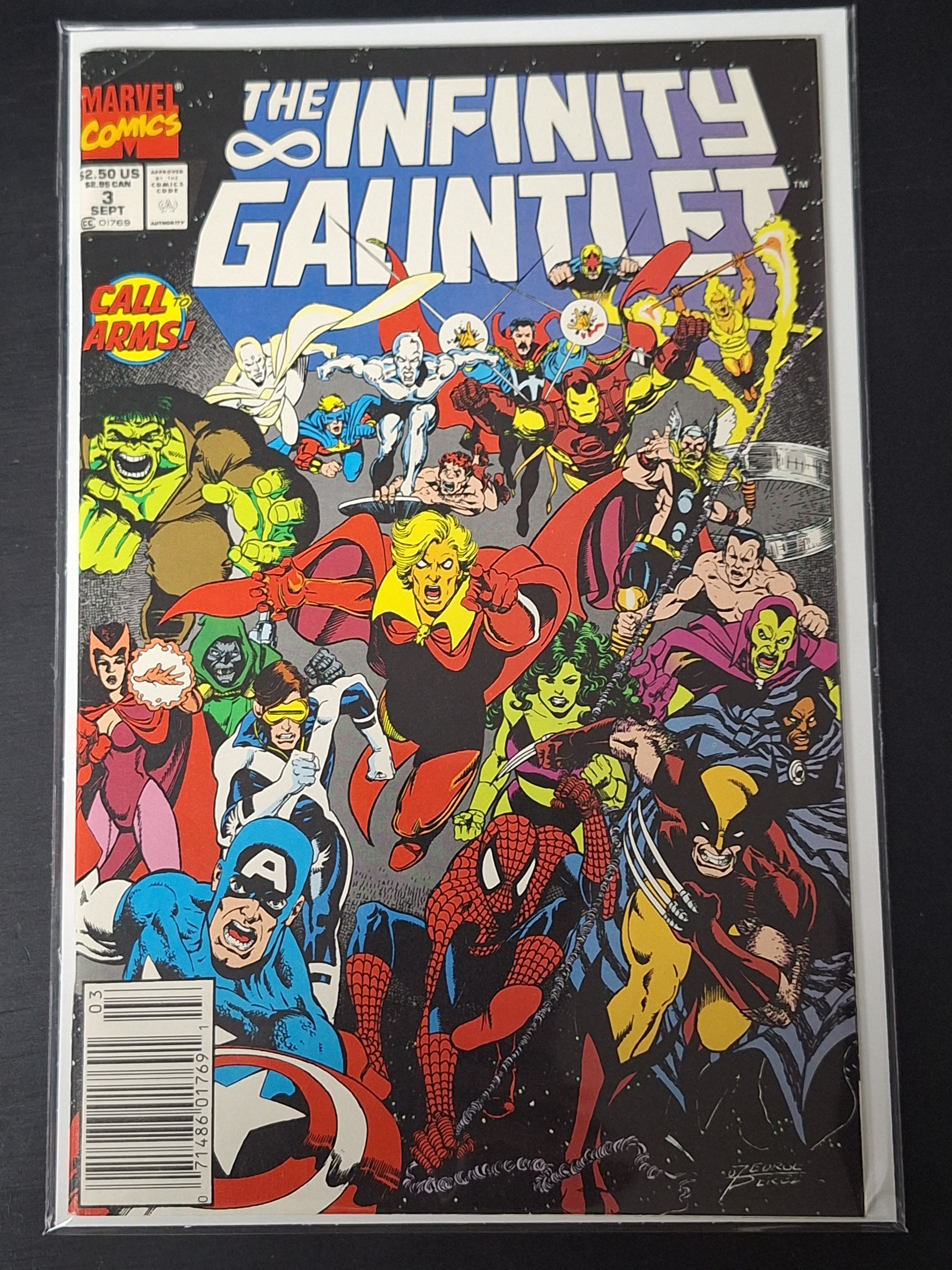 Infinity Gauntlet 3 Marvel 1991 George Perez, Newsstand, 1st App of Terraxia