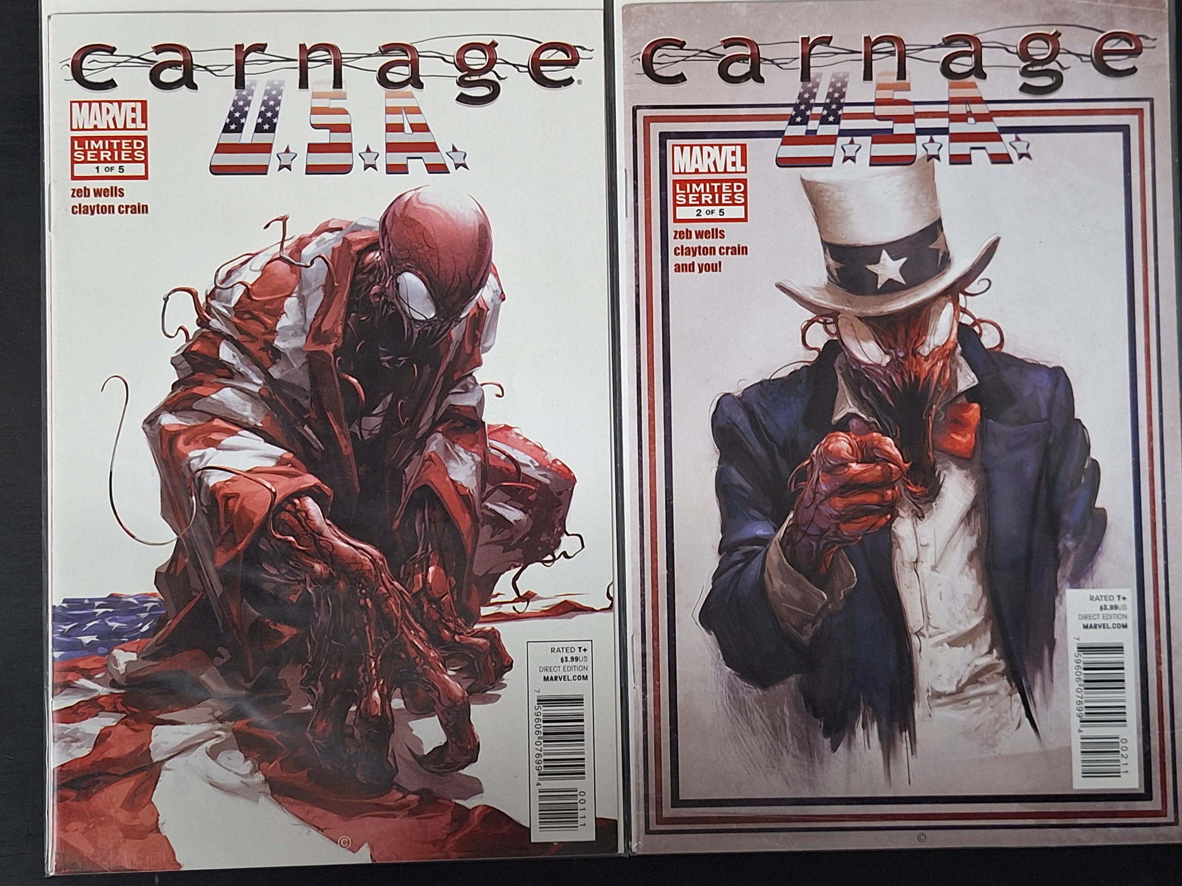 Carnage USA 1-5 Full Set Marvel 2012 Clayton Crain