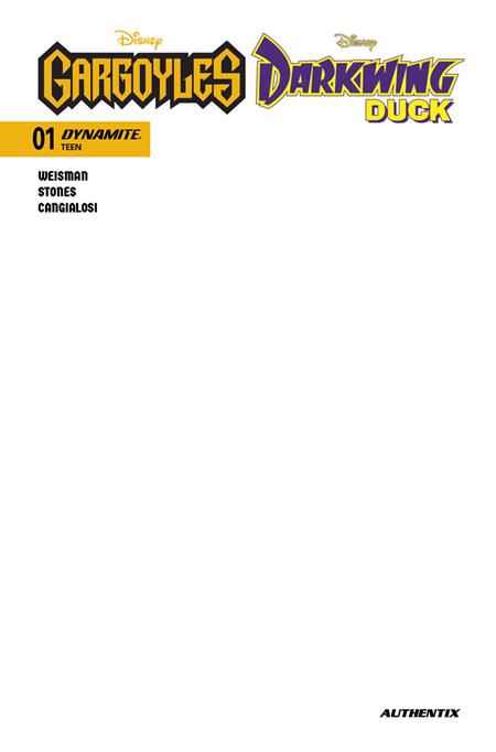 GARGOYLES DARKWING DUCK #1 CVR E BLANK AUTHENTIX VAR 1/14/2026