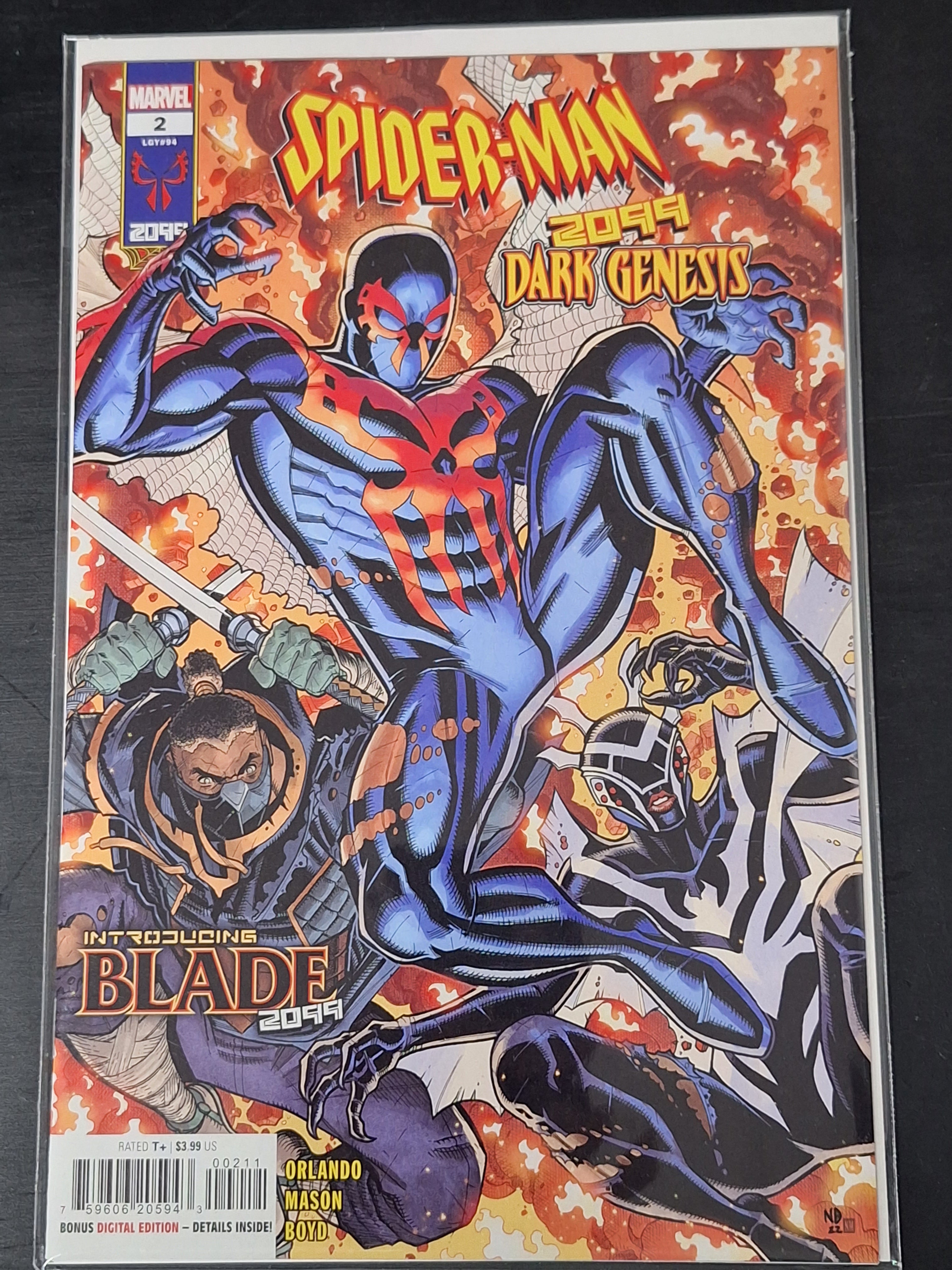 Spider-Man 2099 Dark Genesis 2 marvel 2023 Cover A 1st Blade 2099