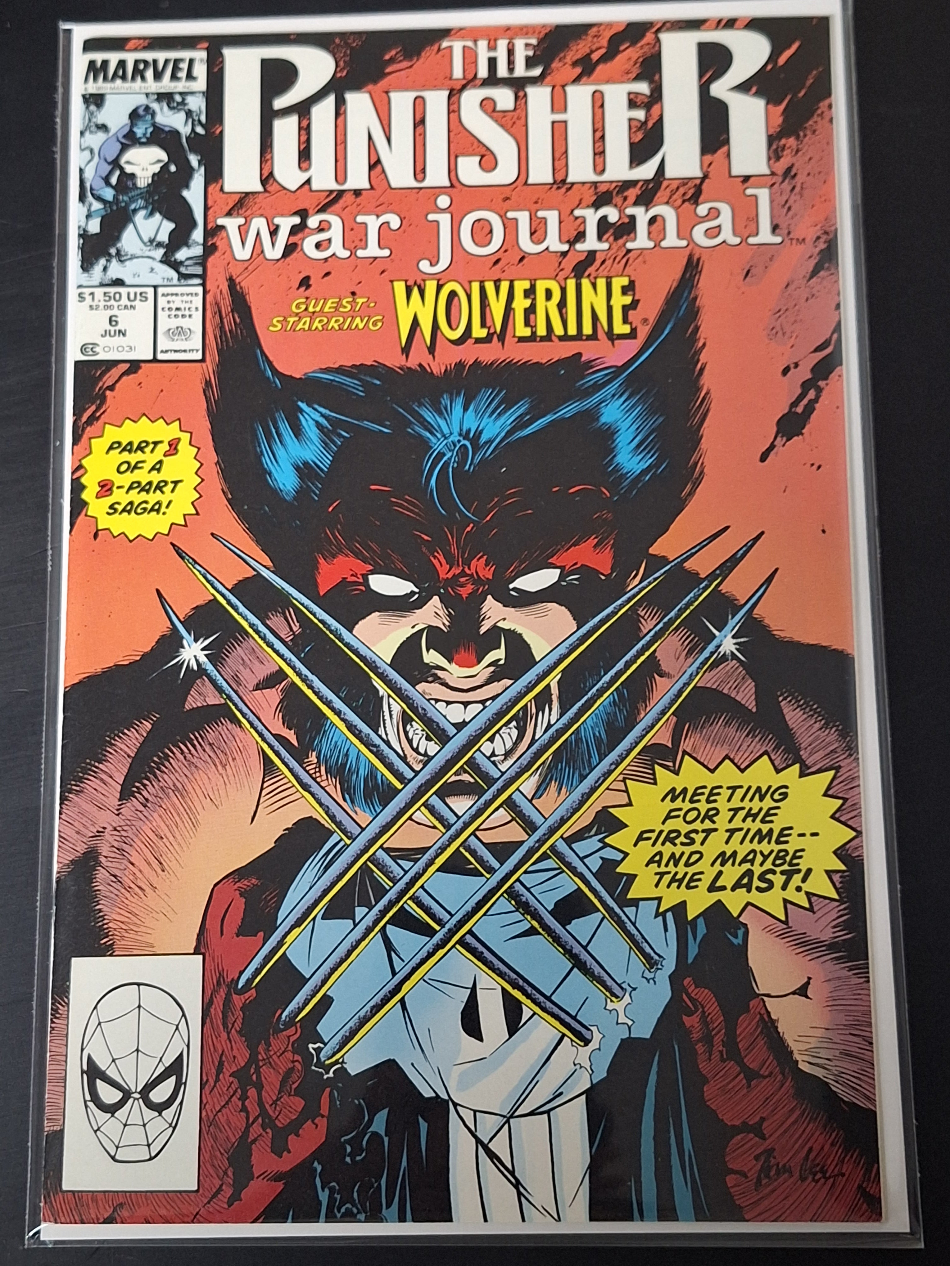 The Punisher War Journal 6 Marvel 1989 1st Punisher & Wolverine Meeting and Battle