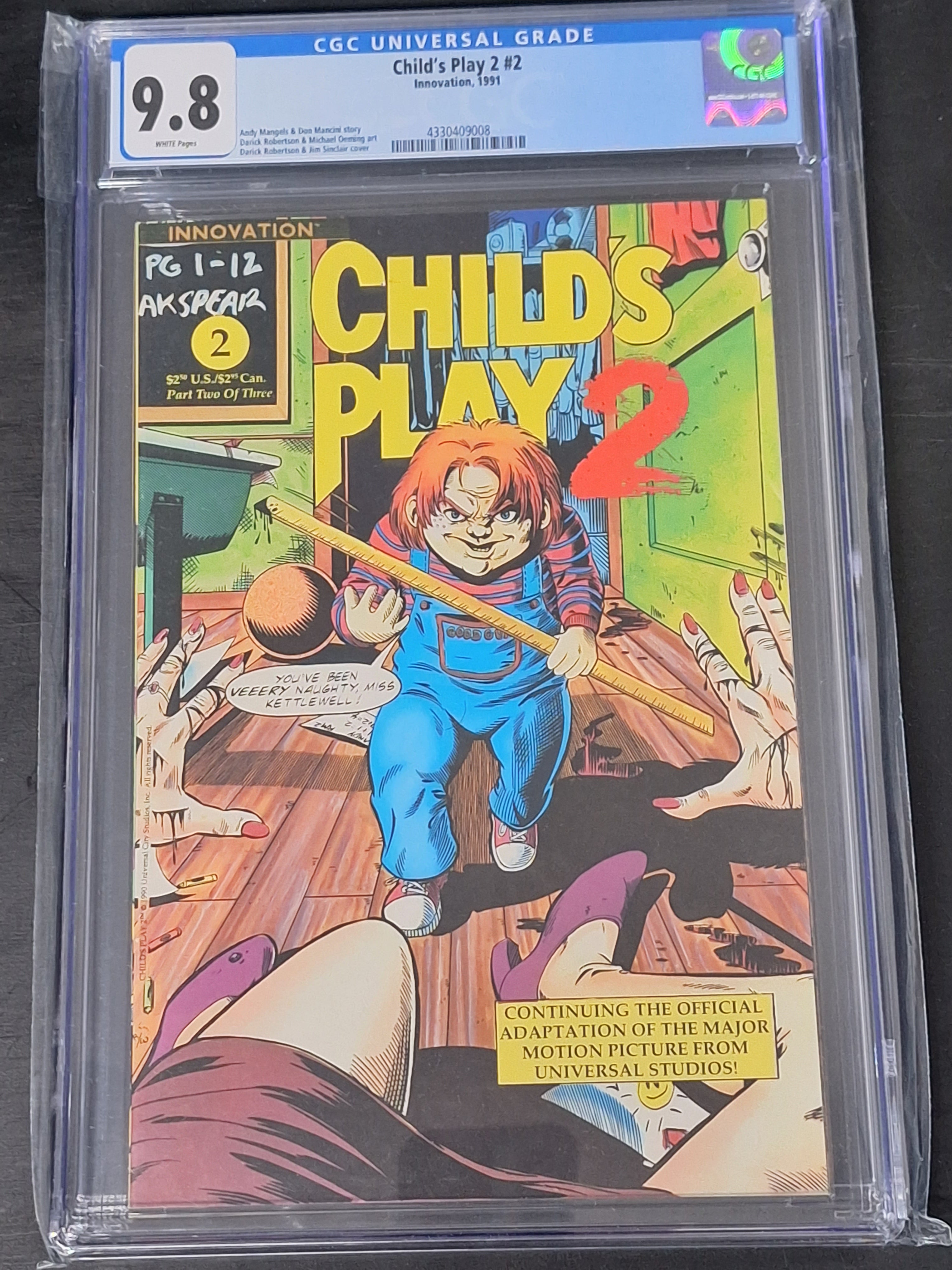 Child's Play 2 #2 Innovation 1991 CGC 9.8 2nd Comic App of Chucky