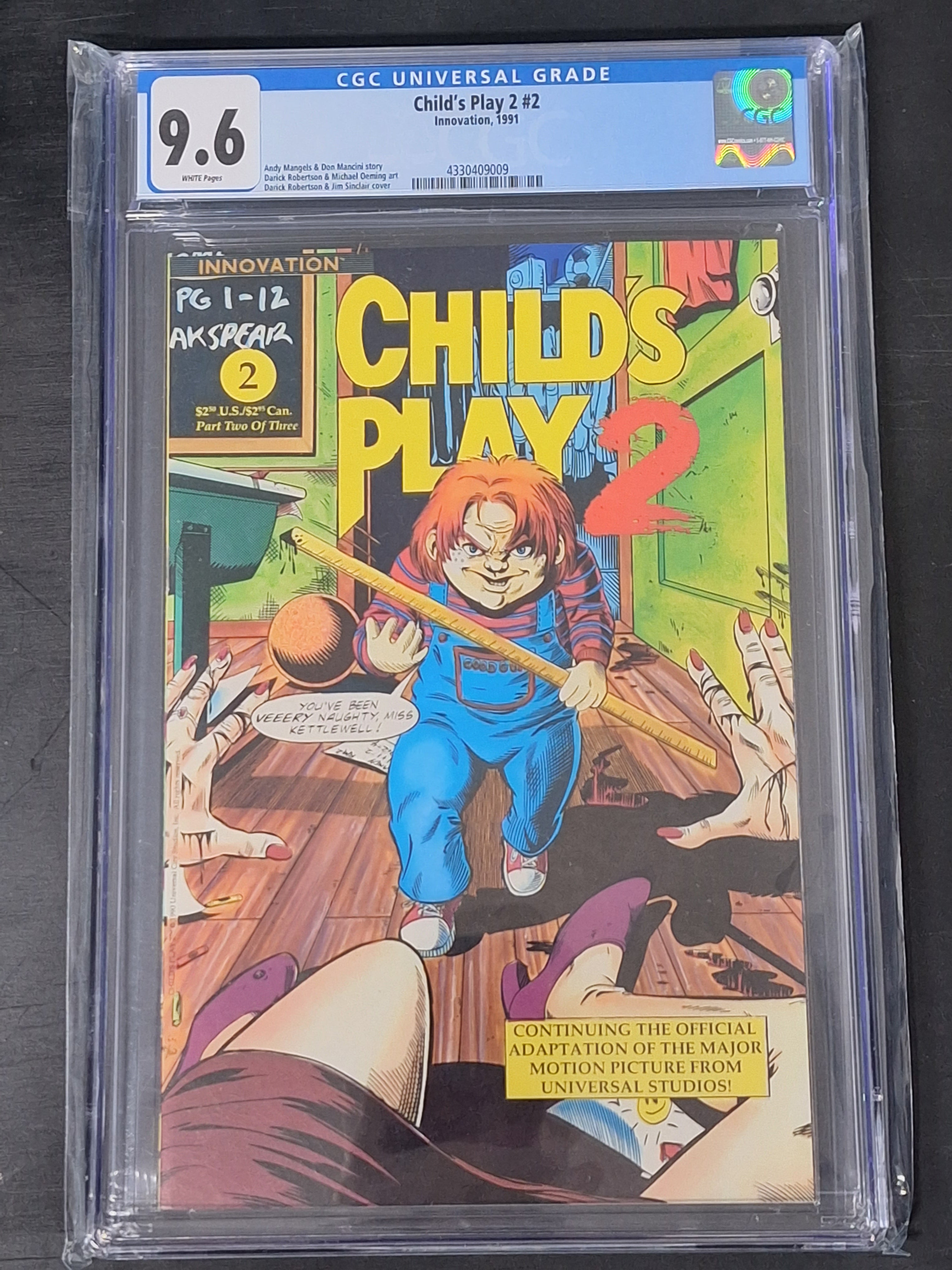 Child's Play 2 #2 Innovation 1991 CGC 9.6 2nd Comic App of Chucky