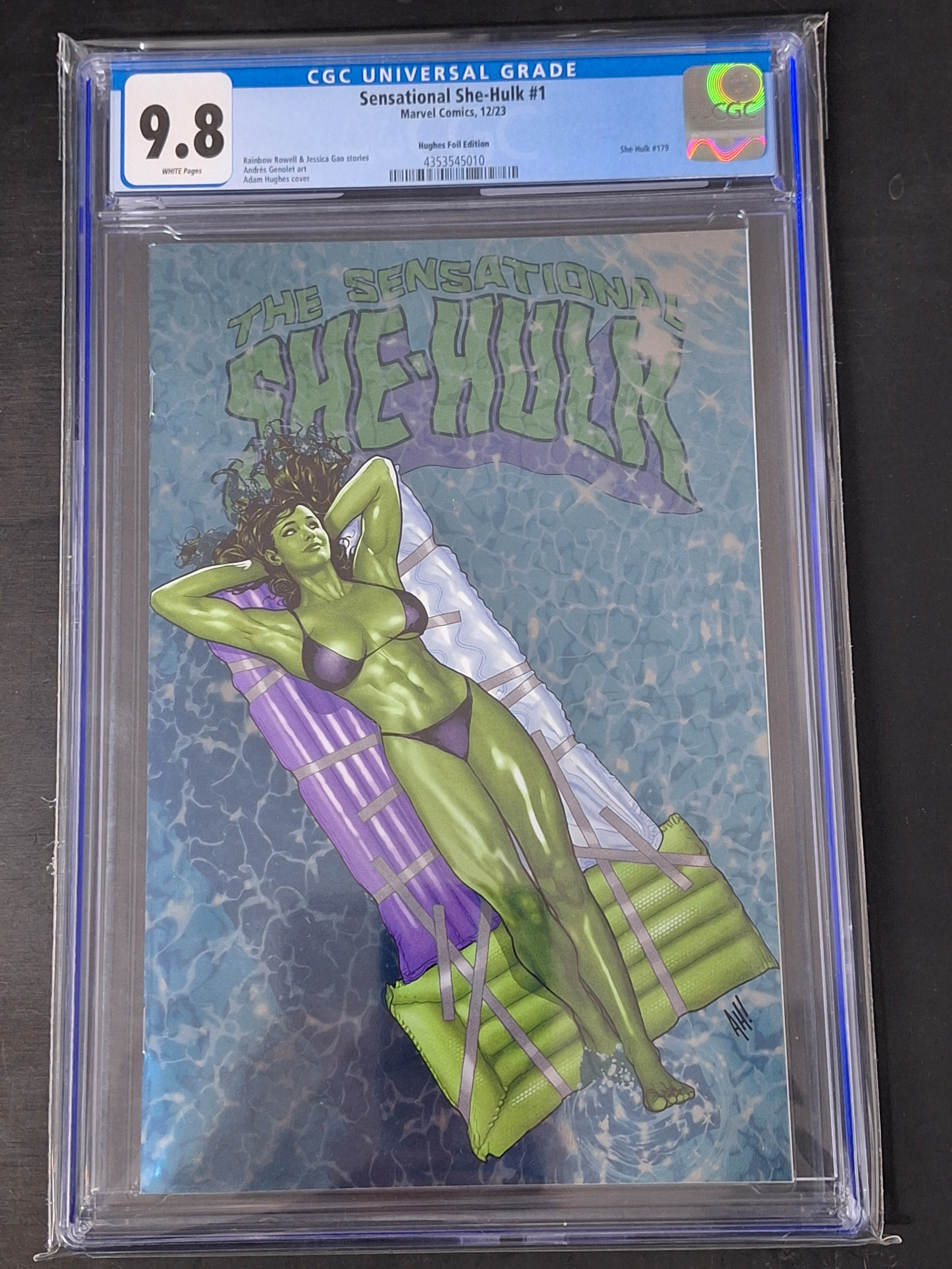 Sensational She-Hulk 1 Marvel 2023 Adam Hughes Foil Variant CGC 9.8