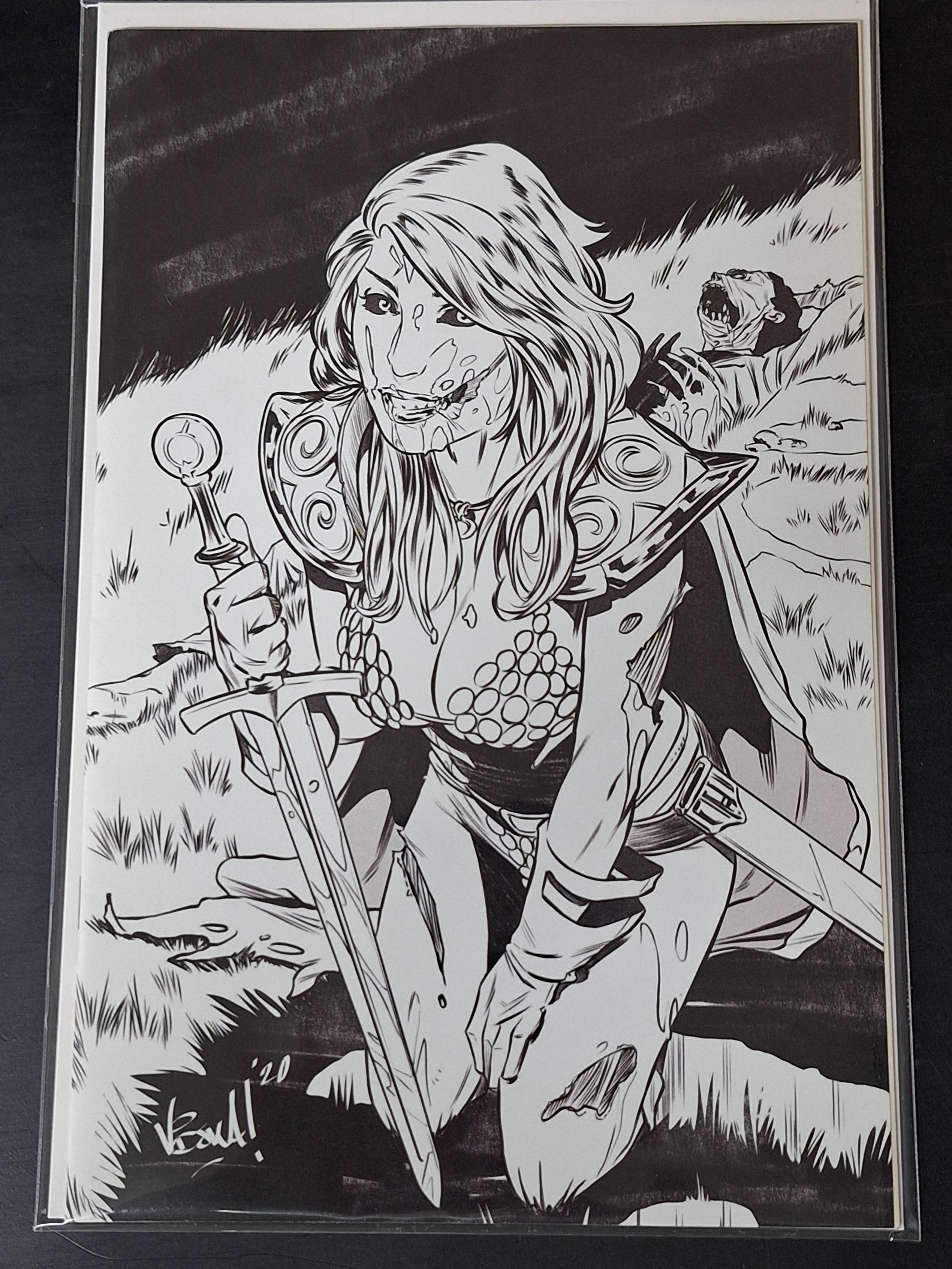 Red Sonja The Superpowers 1 Dynamite 2021 1:7 Virgin Sketch Variant