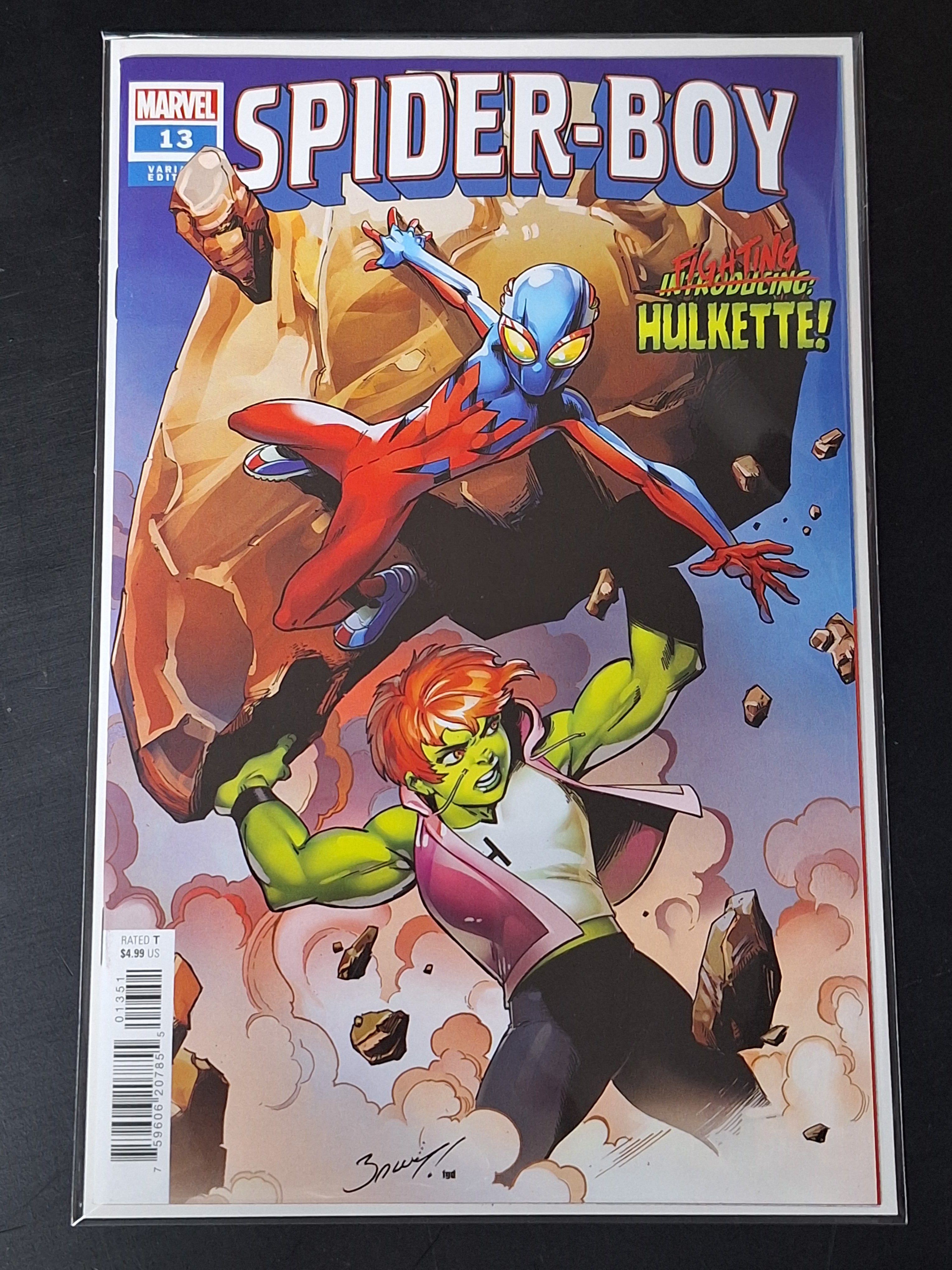 Spider-Boy 13 Marvel 2024 Mark Bagley Spoiler Variant 1st App of Hulkette