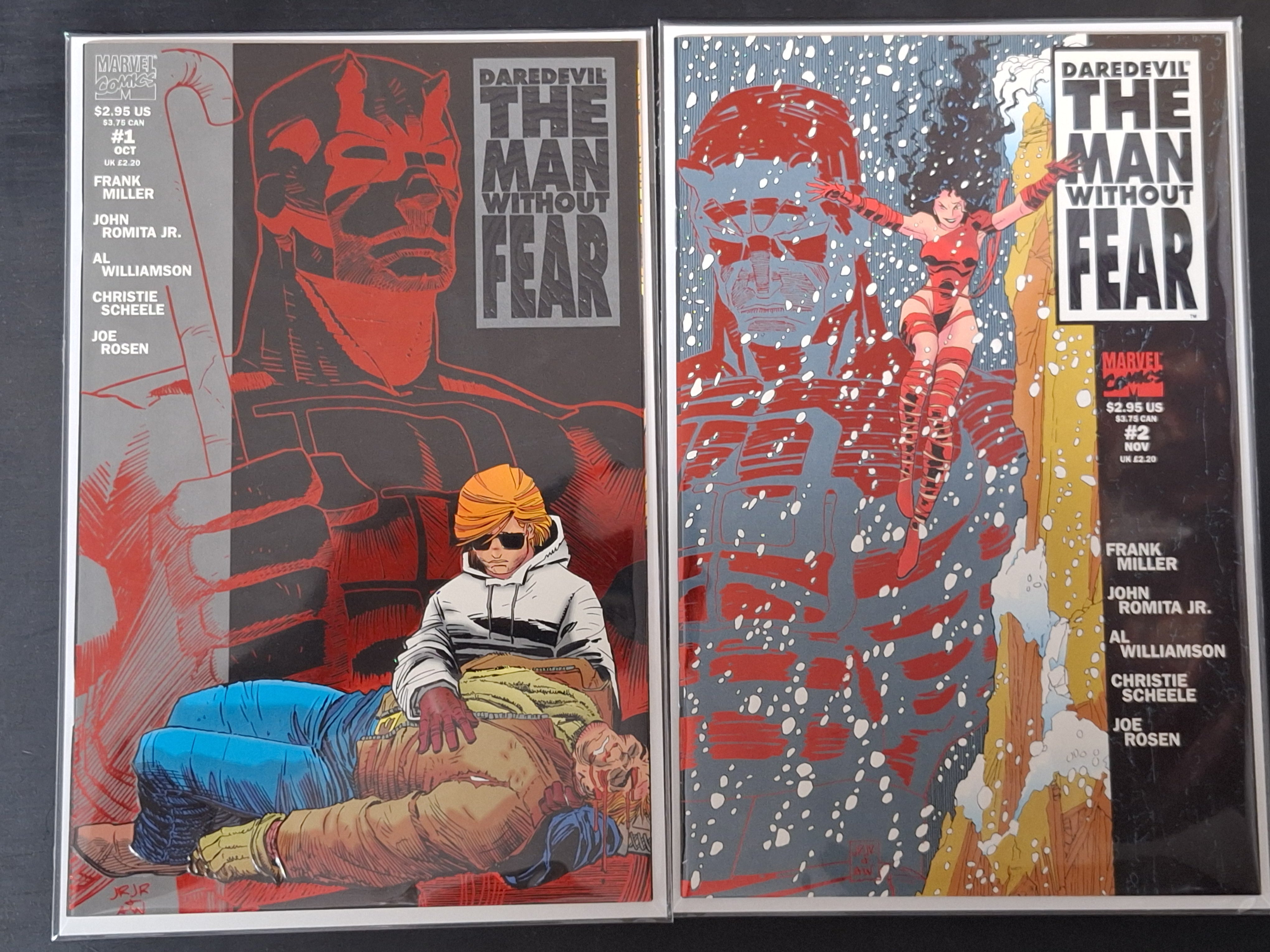 Daredevil The Man Without Fear 1 & 2 Marvel 1993 Set of 2 Foil Covers
