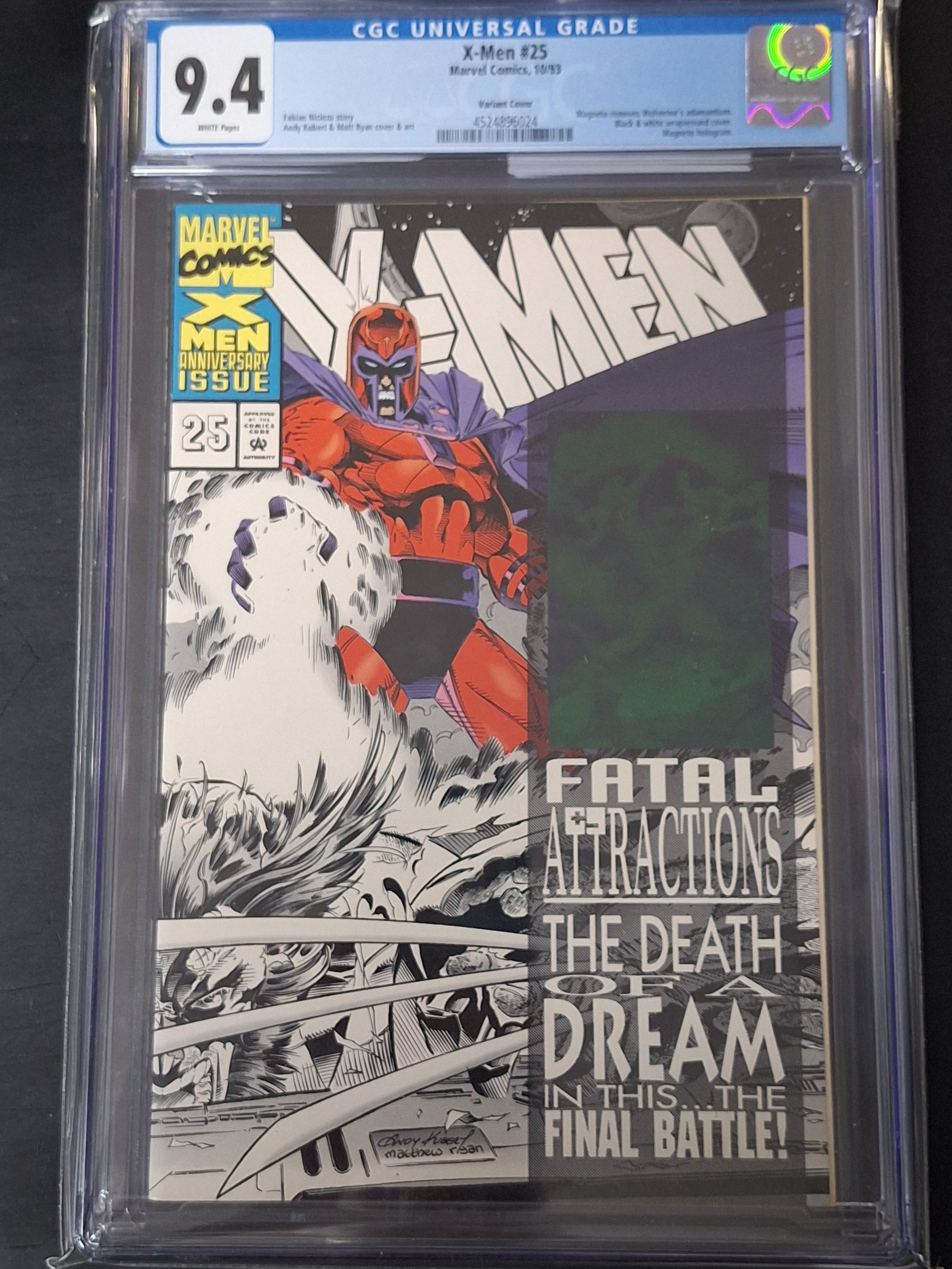 X-Men 25 Marvel 1993 Very Scarce Black & White Error Variant CGC 9.5