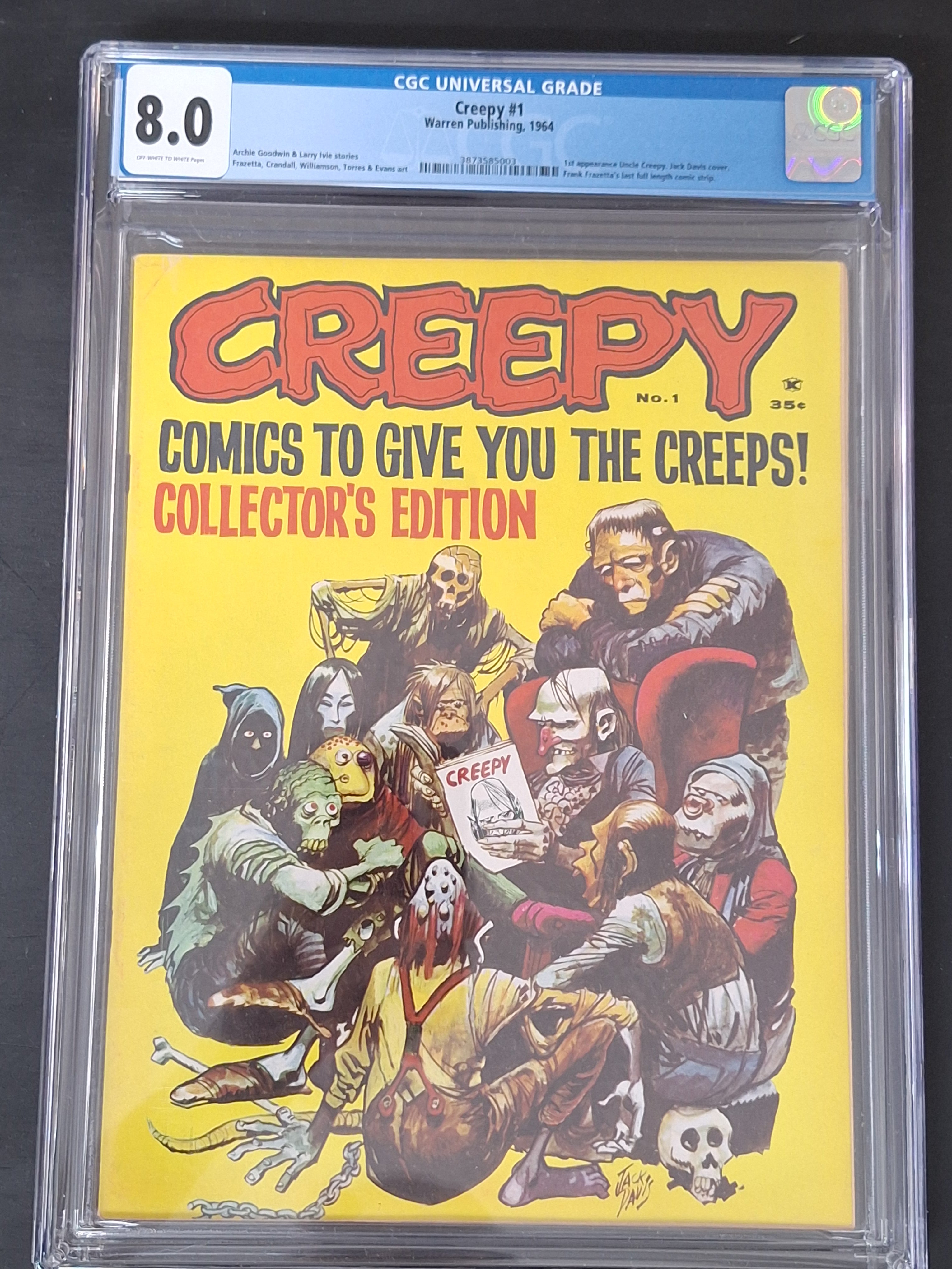 Creepy 1 Warren 1964 CGC 8.0 Silver Age 1st Uncle Creepy, Last Frank Frazetta Full Comic Strip
