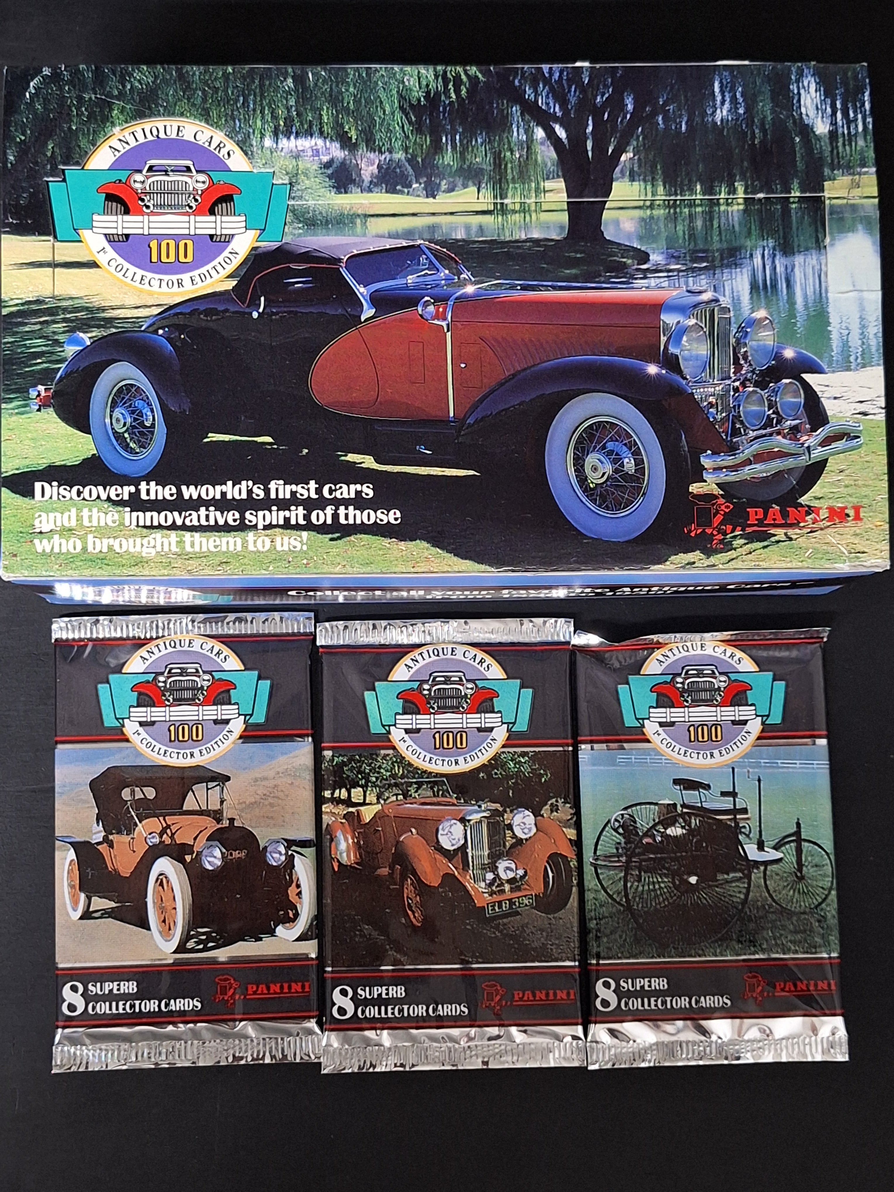 3 Sealed Packs - Panini Antique Cars 1st Collector Edition 1886 - 1960
