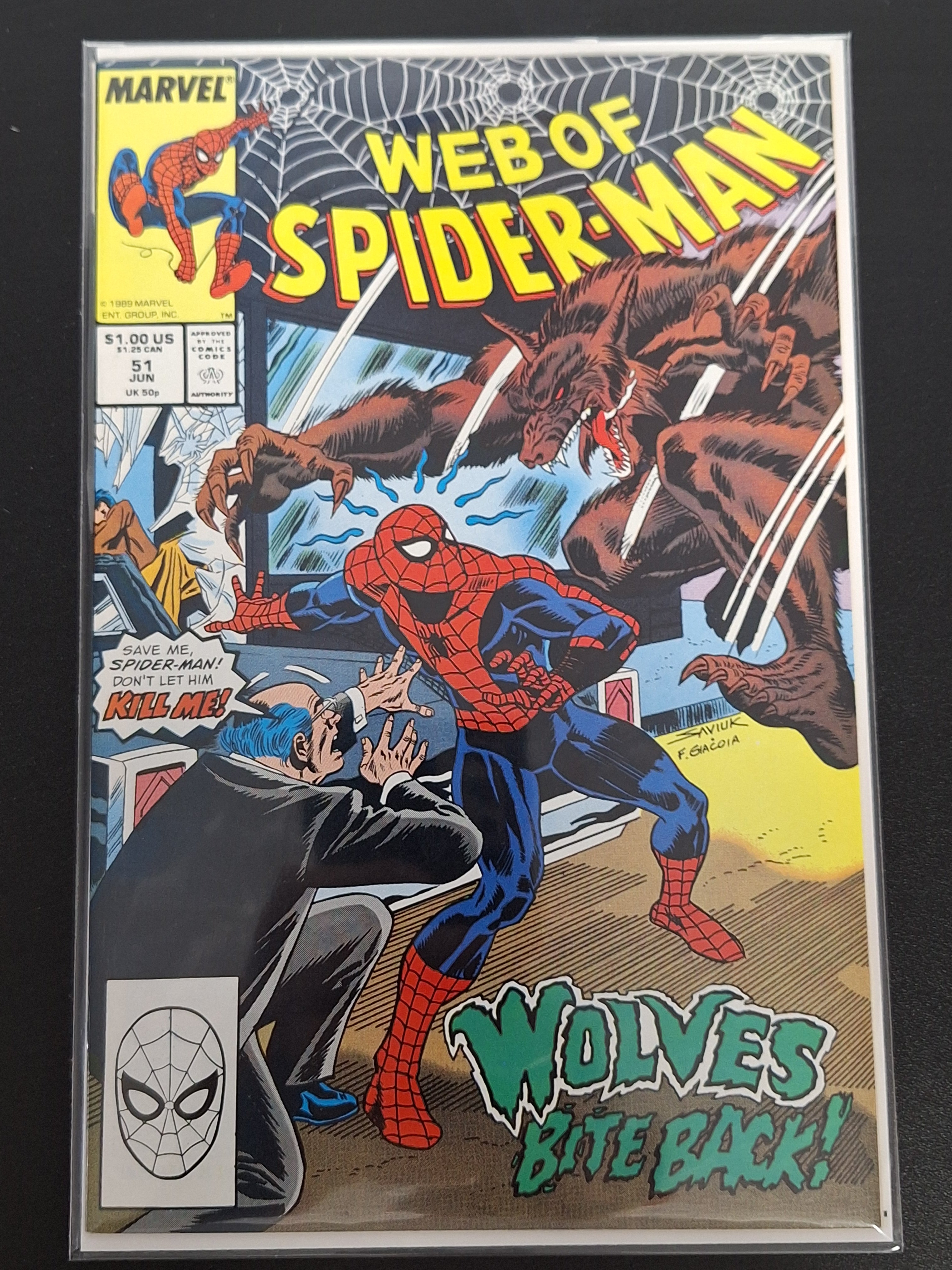 Web of Spider-Man 51 Marvel 1989 Wolves Bite Back