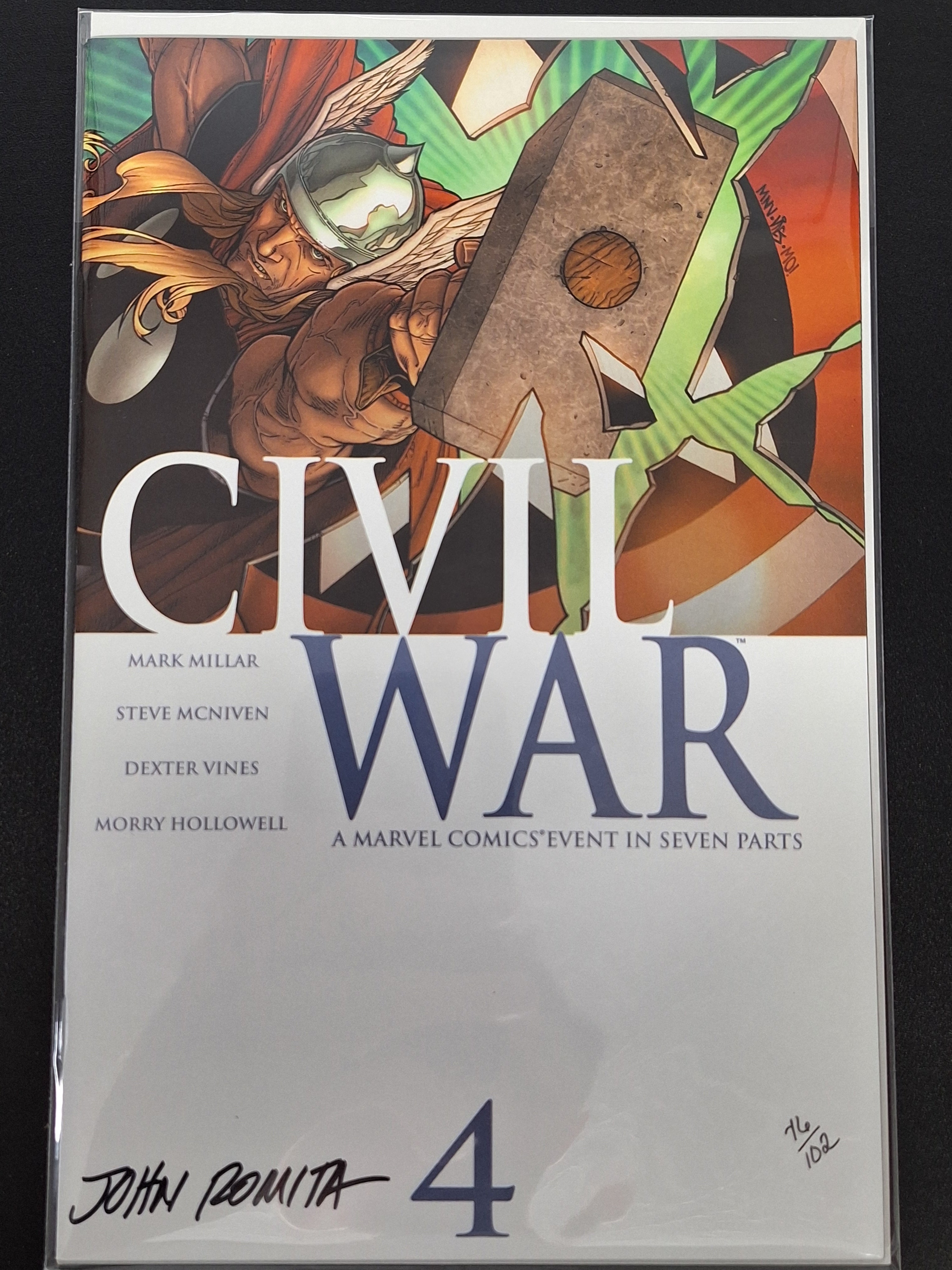 Civil War 4 Marvel 2006 Signed By John Romita Sr. 76/102 COA