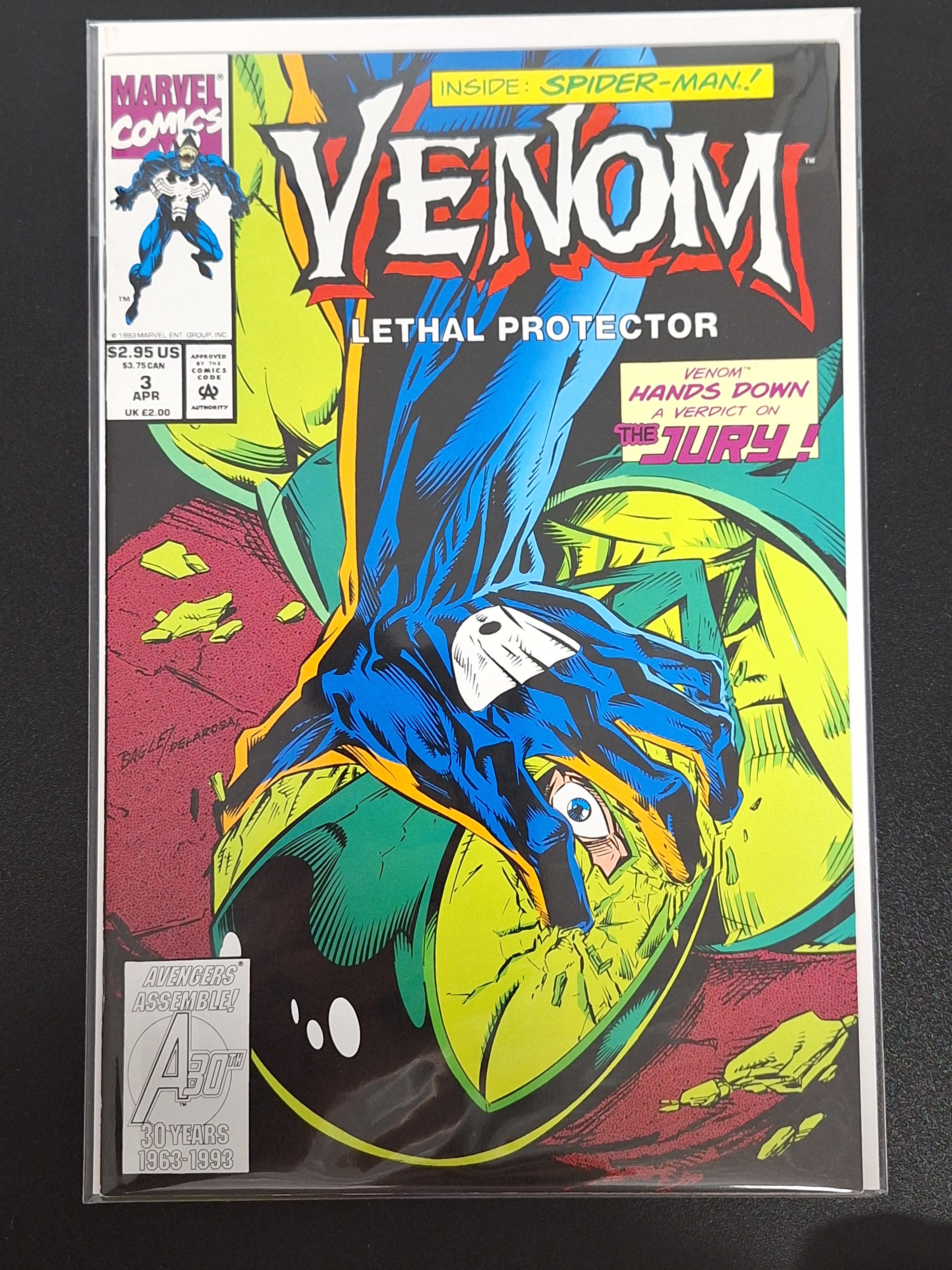 Venom Lethal Protector 3 Marvel 1993 Venom vs The Jury, 1st Solo Series