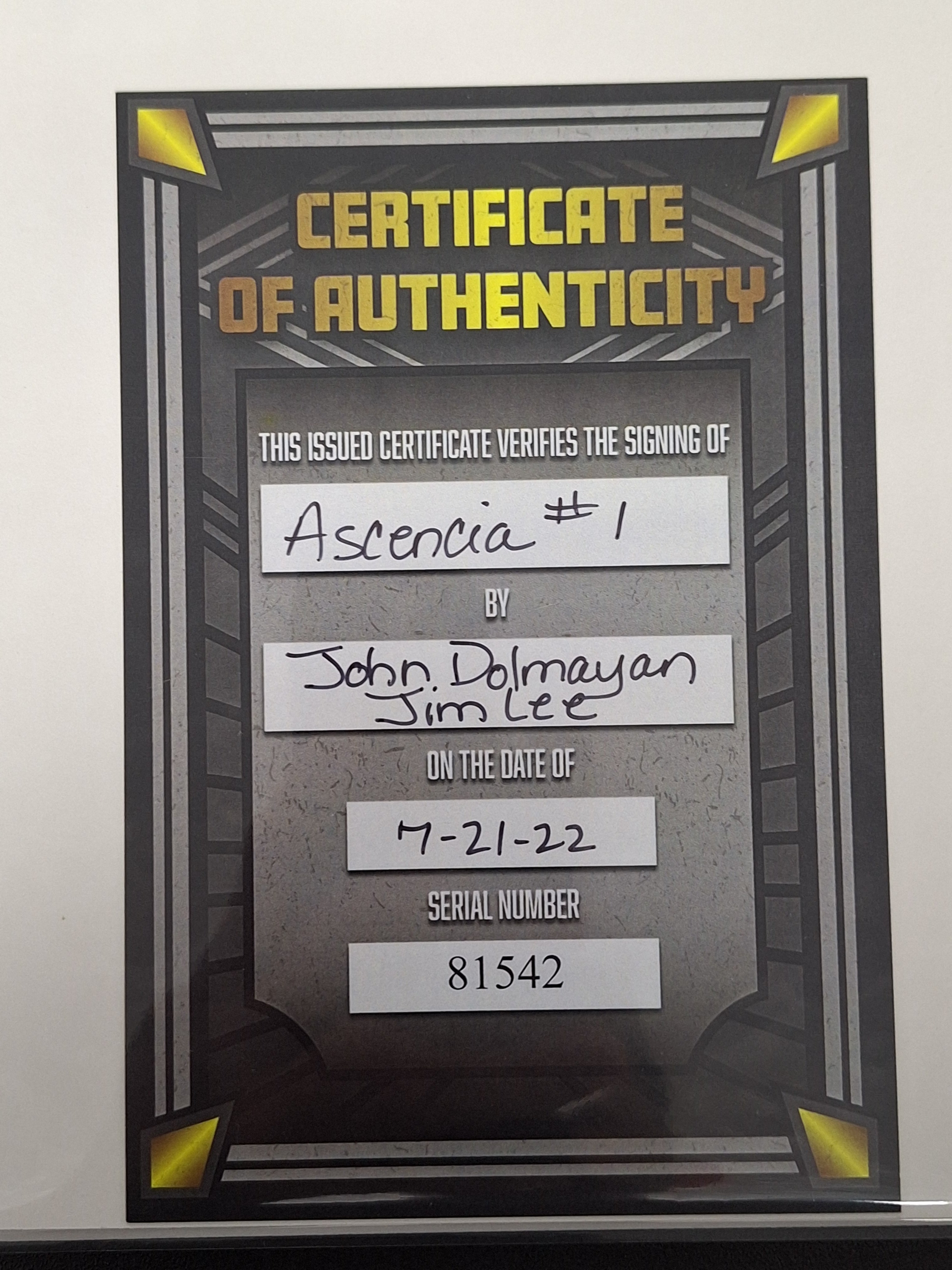 Ascencia 1 Wake Entertainment 2021 SDCC Virgin Exclu. Double Signed - Jim Lee