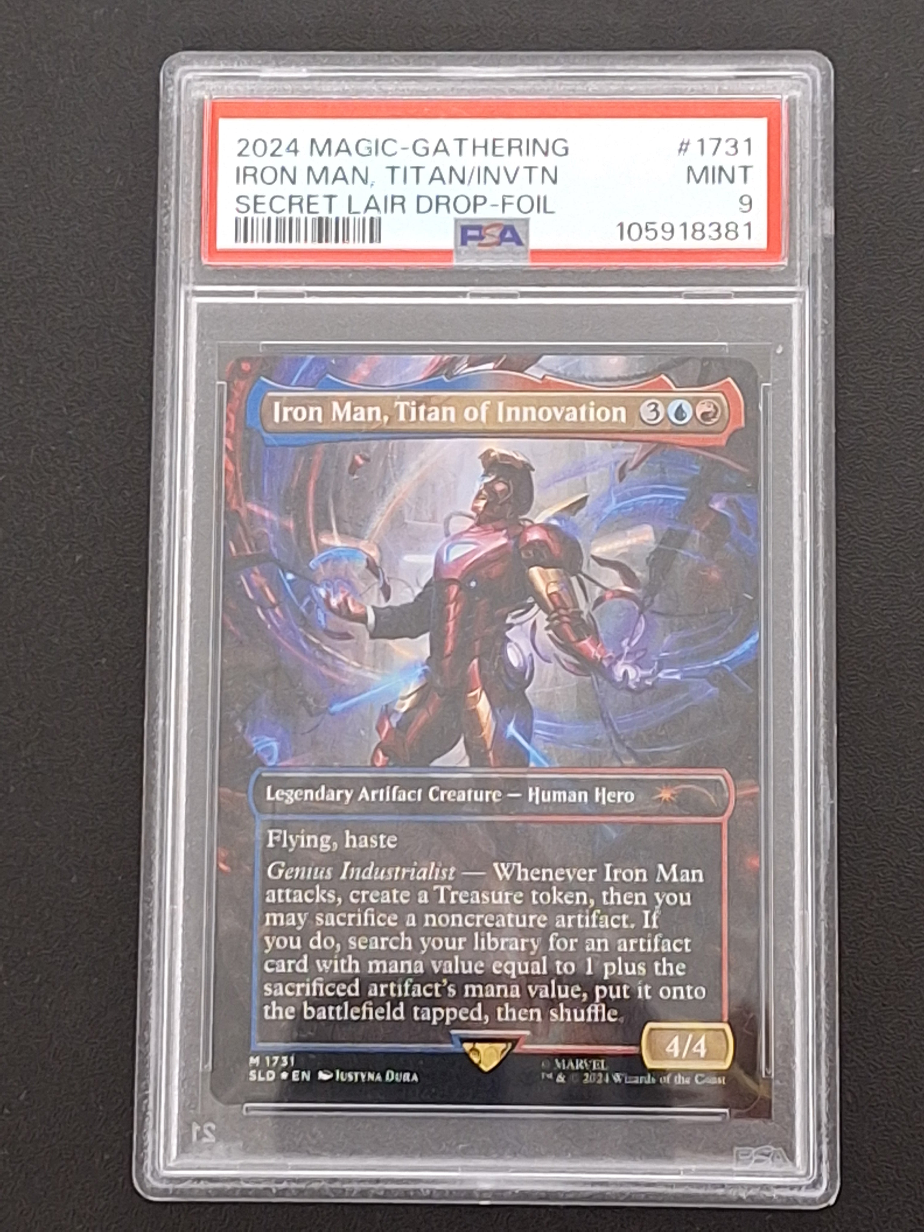 2024 MTG Marvel Secret Lair Drop -Iron Man, Titan of Innovation - Foil - PSA 9
