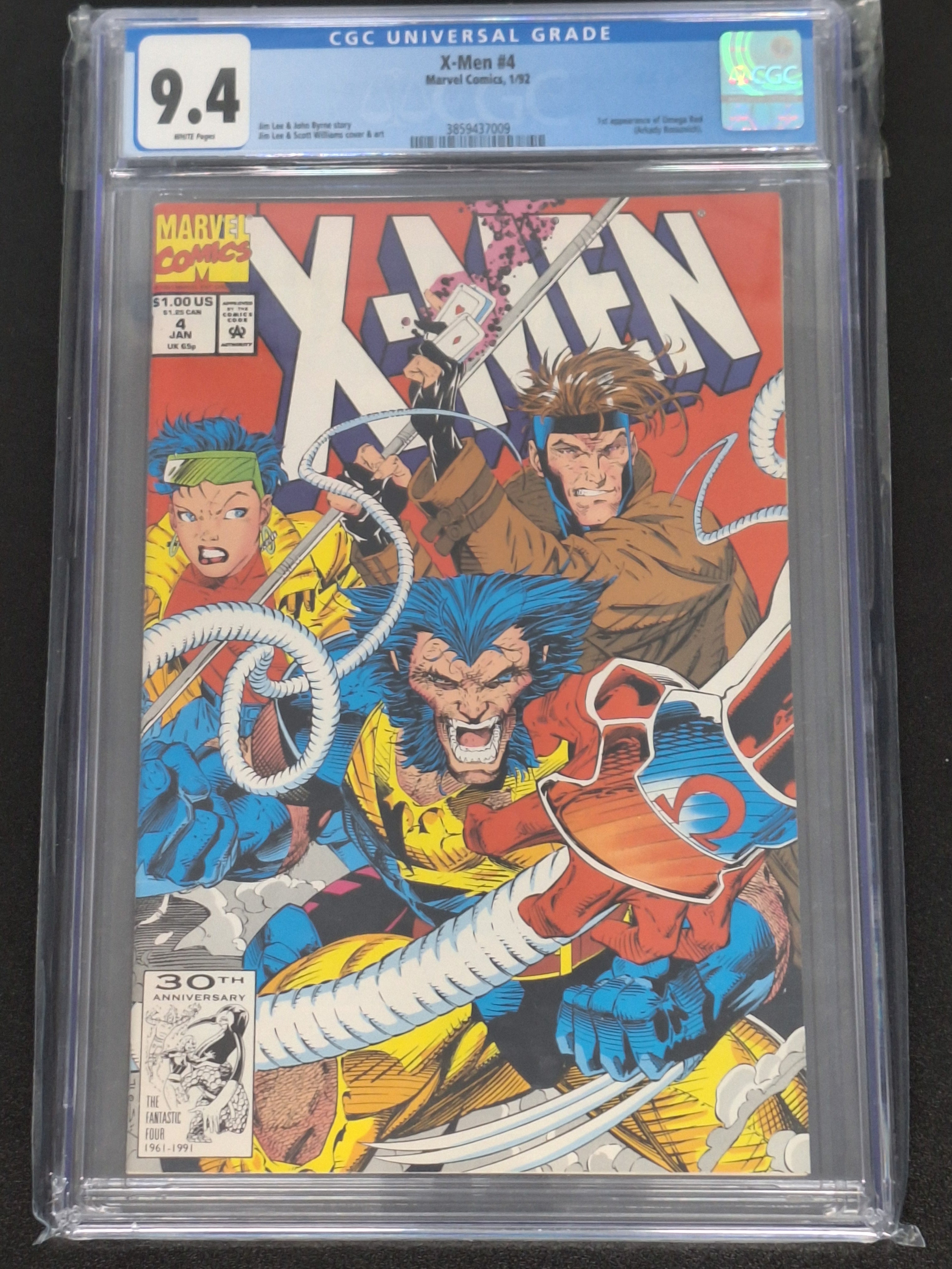 X-Men 4 Marvel 1992 Jim Lee 1st Appearance Of Omega Red - Graded 9.4