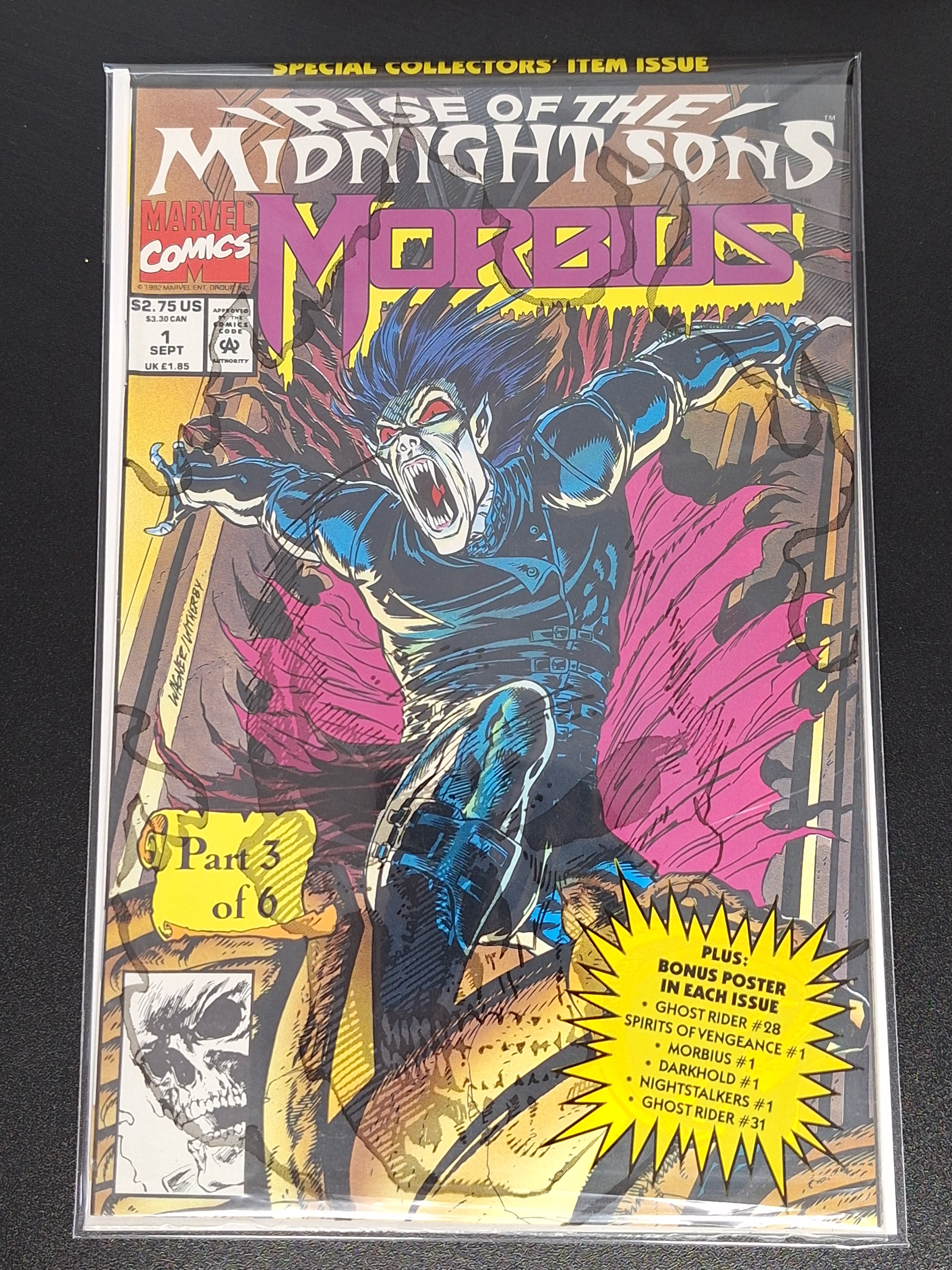 Morbius 1 Marvel 1992 1st Solo Series, Sealed Polybag With Poster