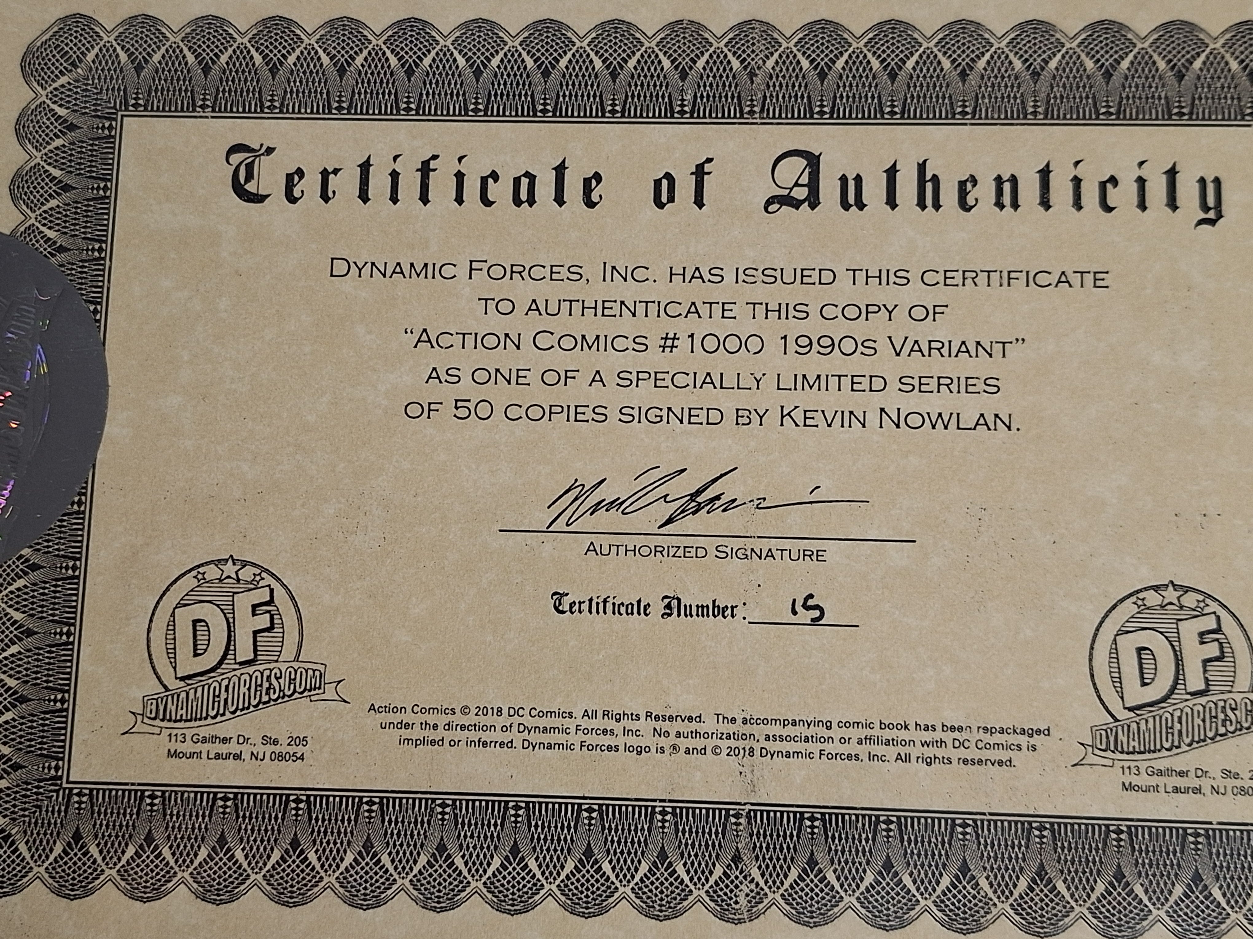 Action Comics 1000 DC Dynamic Forces Edition Signed By Kevin Nowlan