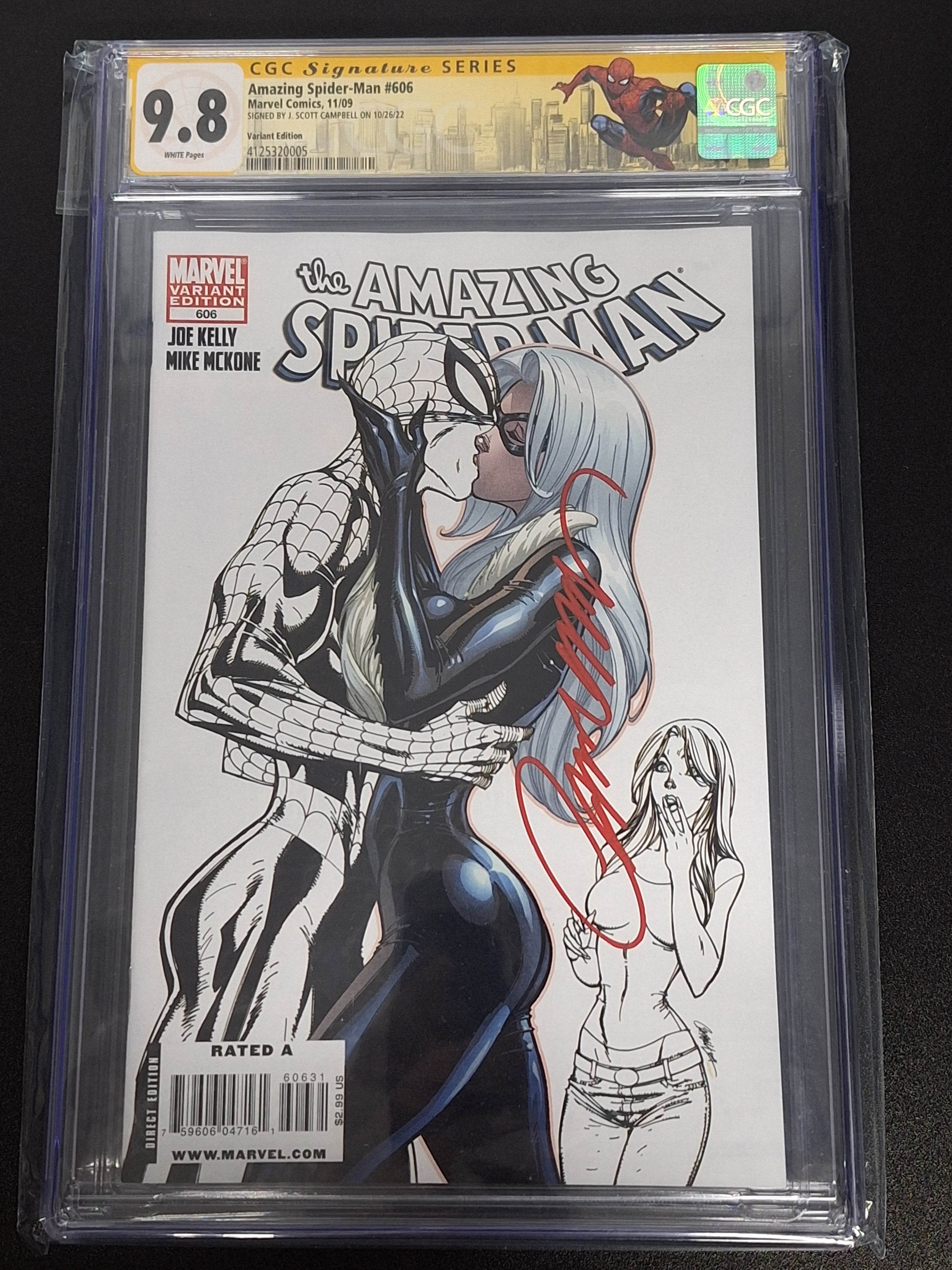 Amazing Spider-Man 606 Classic J.Scott Campbell Cover Rare Sketch Variant CGC SS 9.8