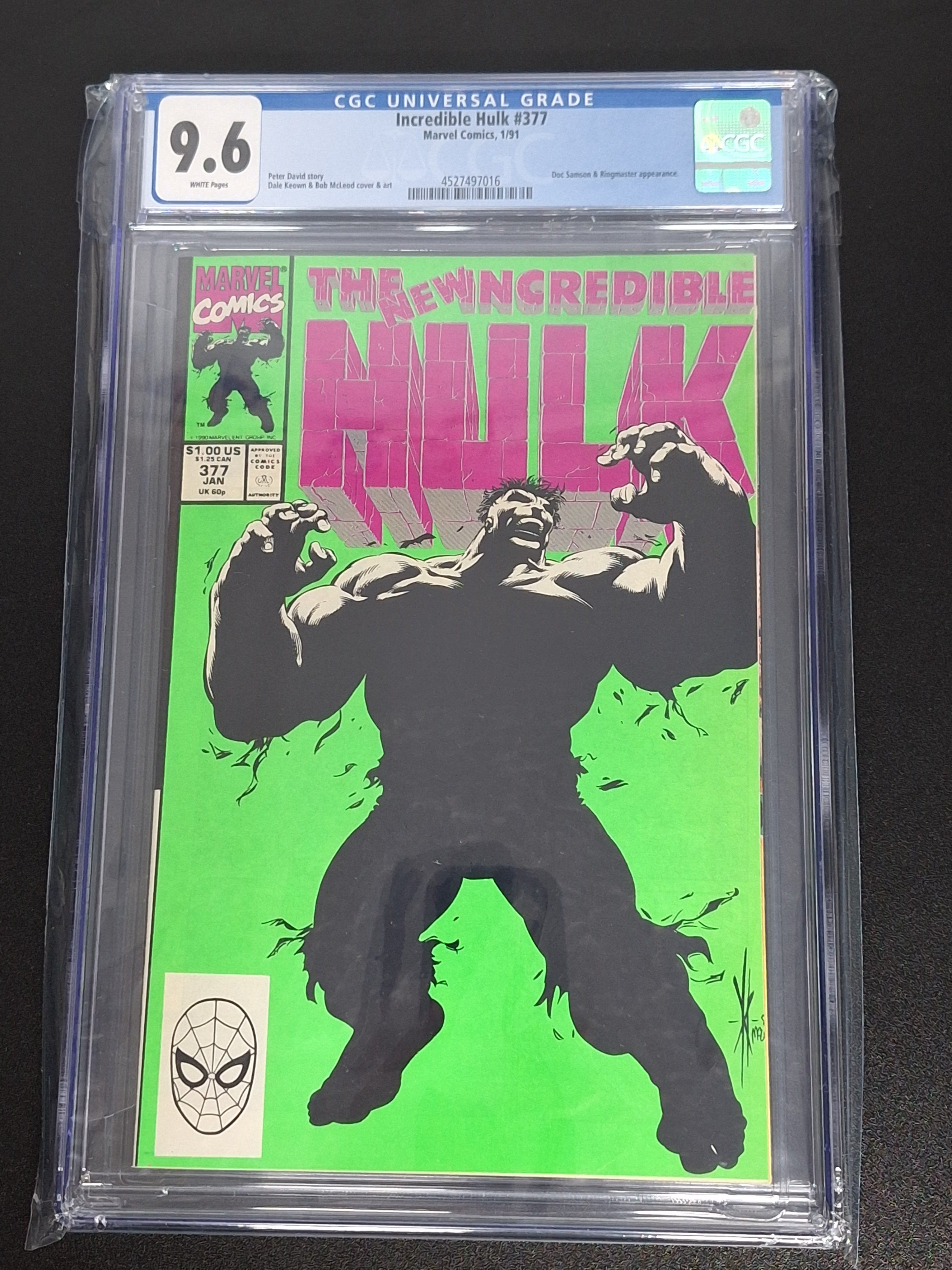 Incredible Hulk 377 Marvel 1991 1st Smart Hulk CGC 9.6