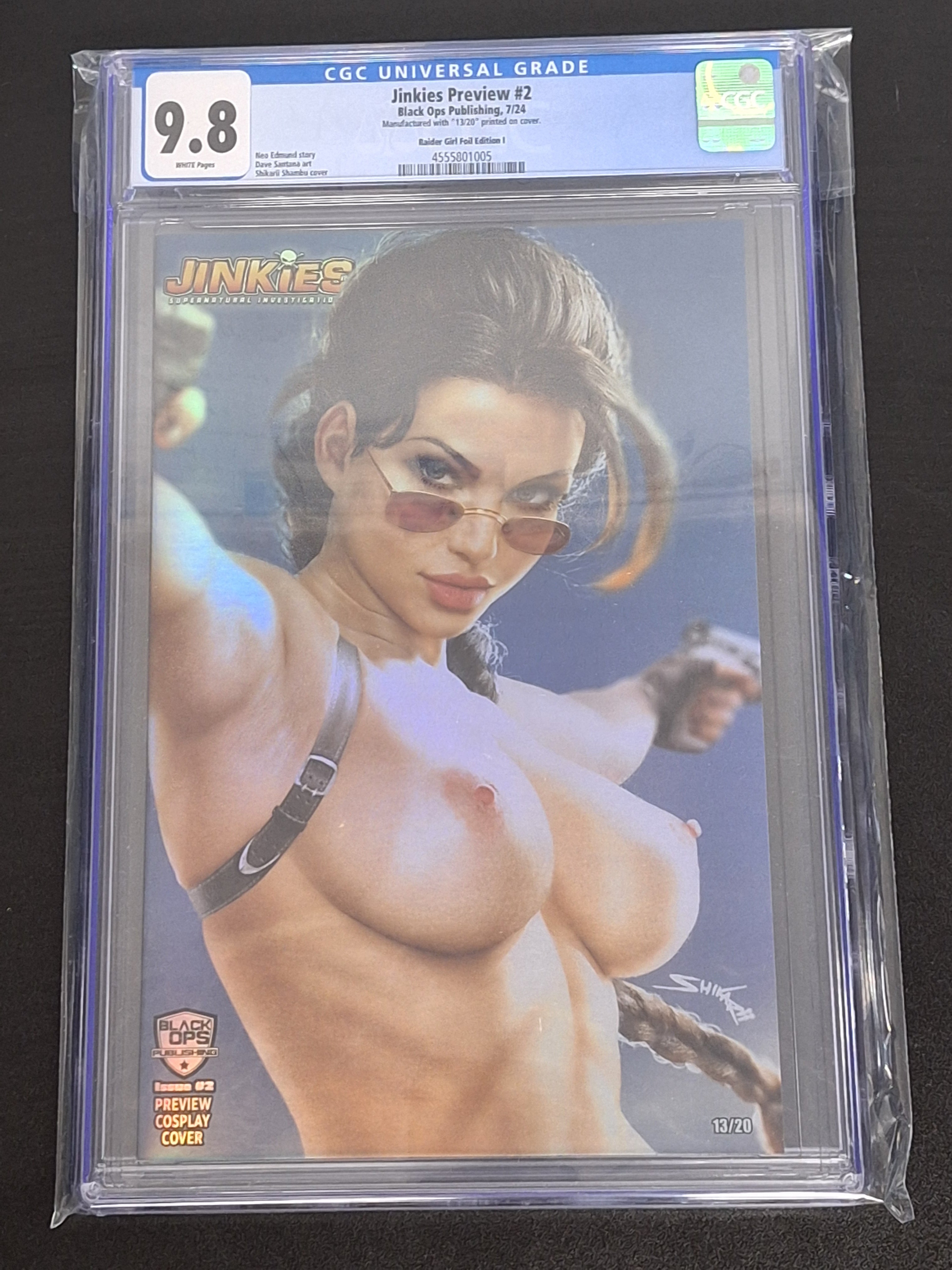 Jinkies Preview 2 Shikarii Raider Girl Exclusive Close up Topless Foil Ltd. 20 - CGC 9.8