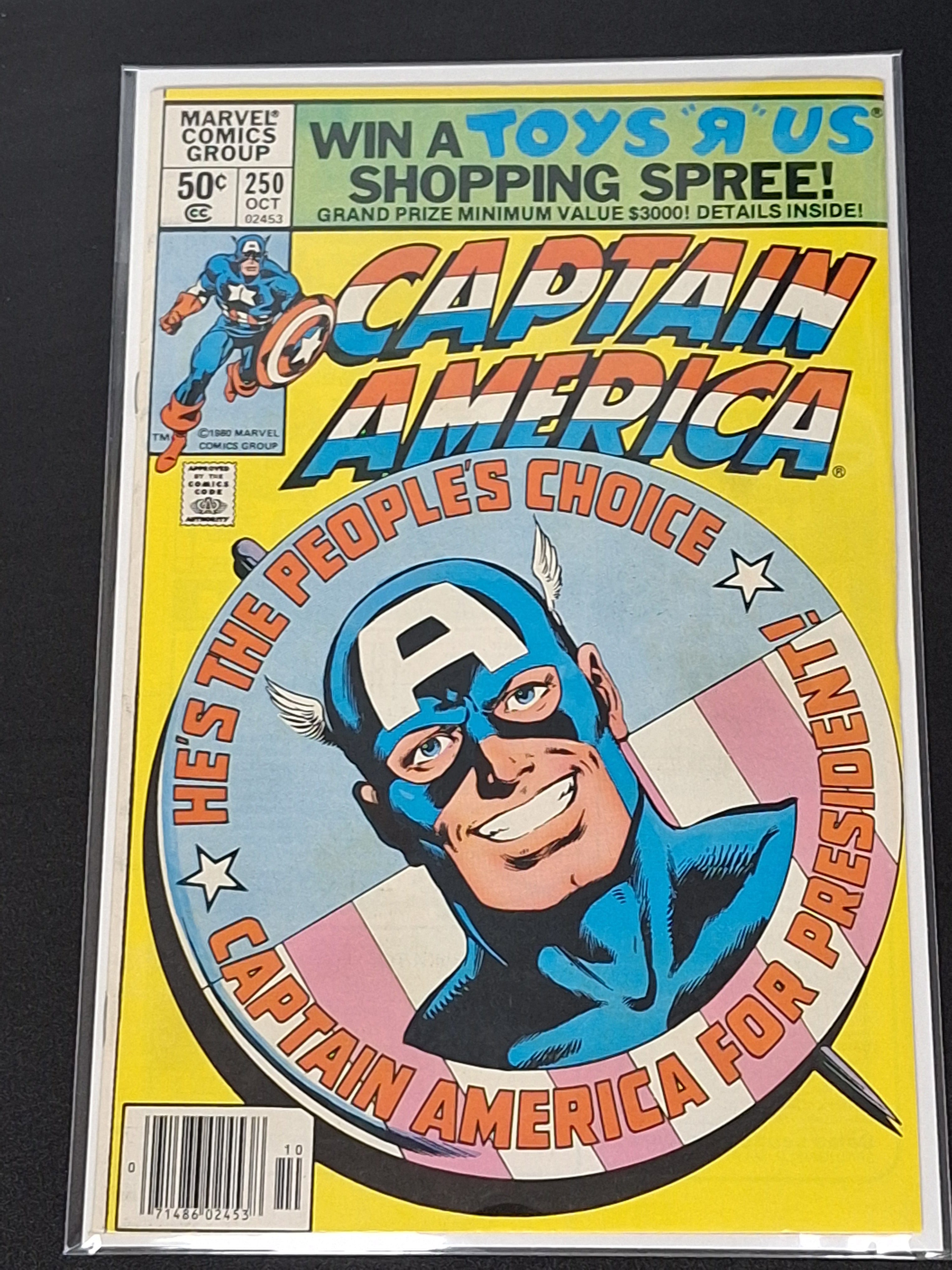 Captain America 250 Marvel 1980 Newsstand Cap For President
