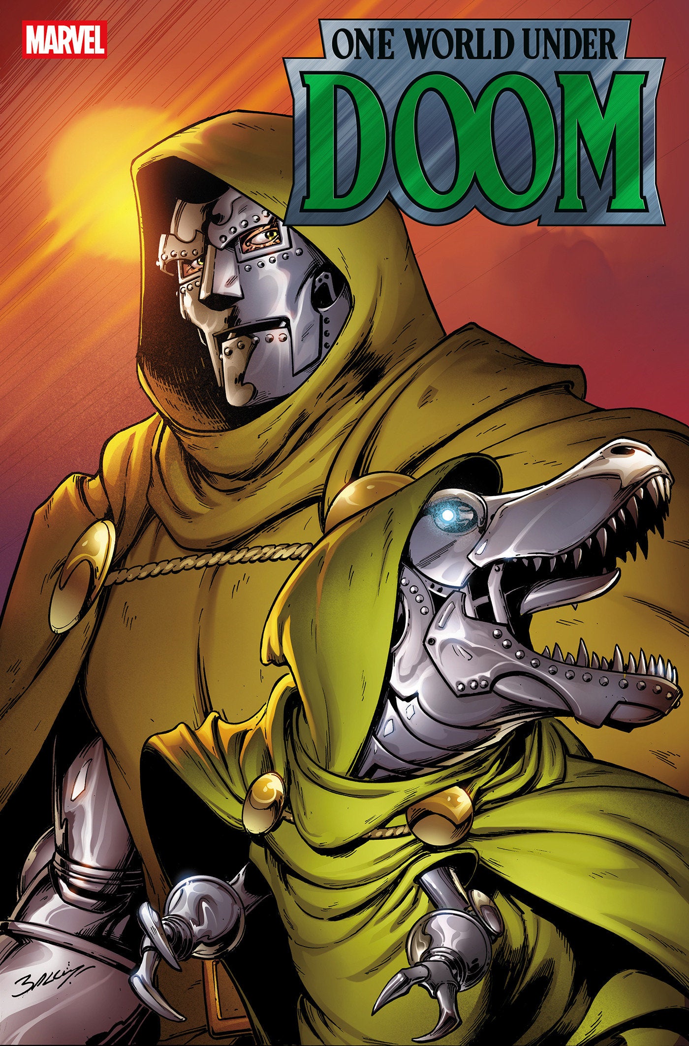 ONE WORLD UNDER DOOM #9 MARK BAGLEY DOOMASAUR VARIANT 11/19/2025