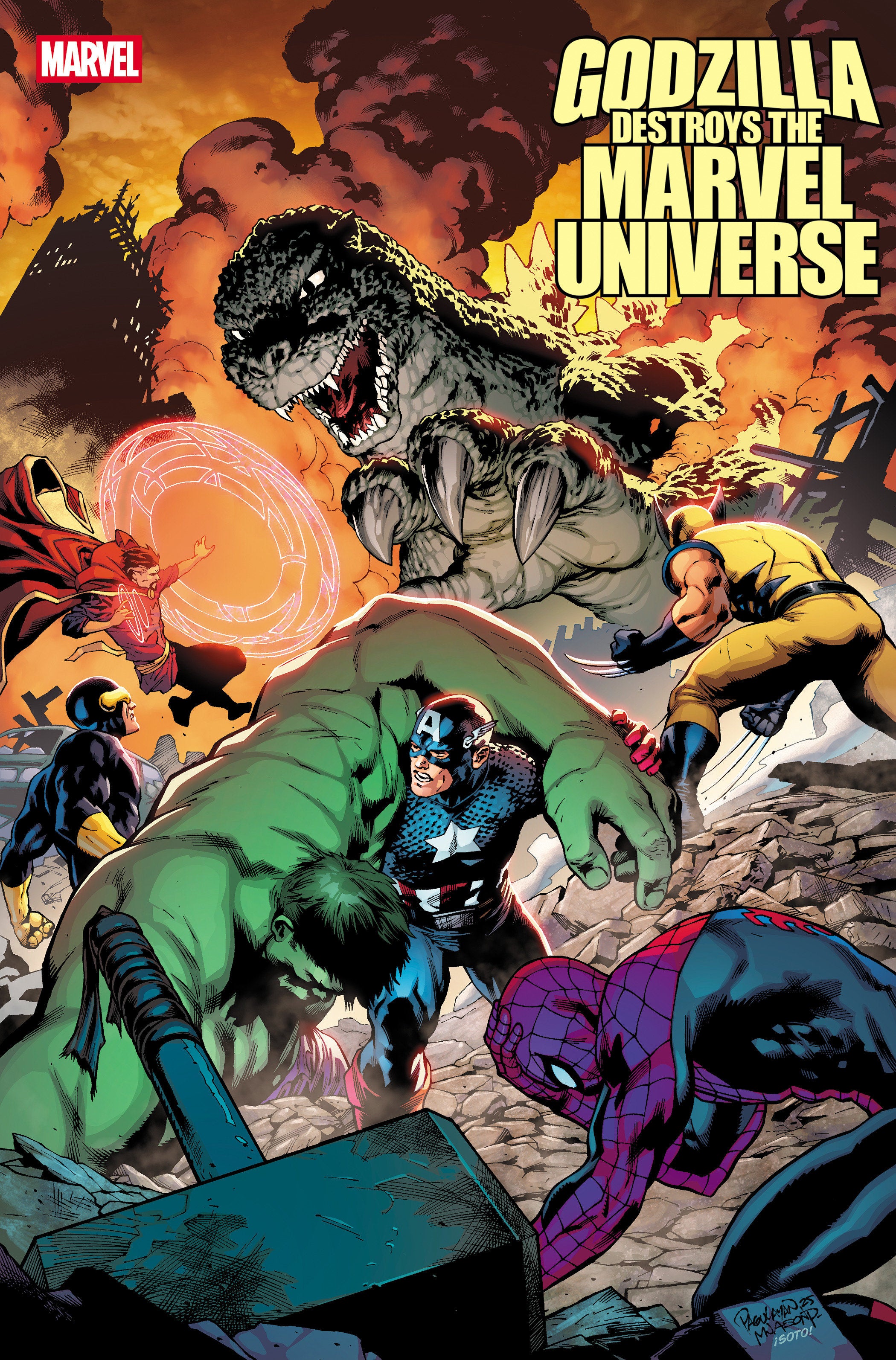GODZILLA DESTROYS THE MARVEL UNIVERSE #5 CARLO PAGULAYAN FAN FAVORITE VARIANT 11/19/2025