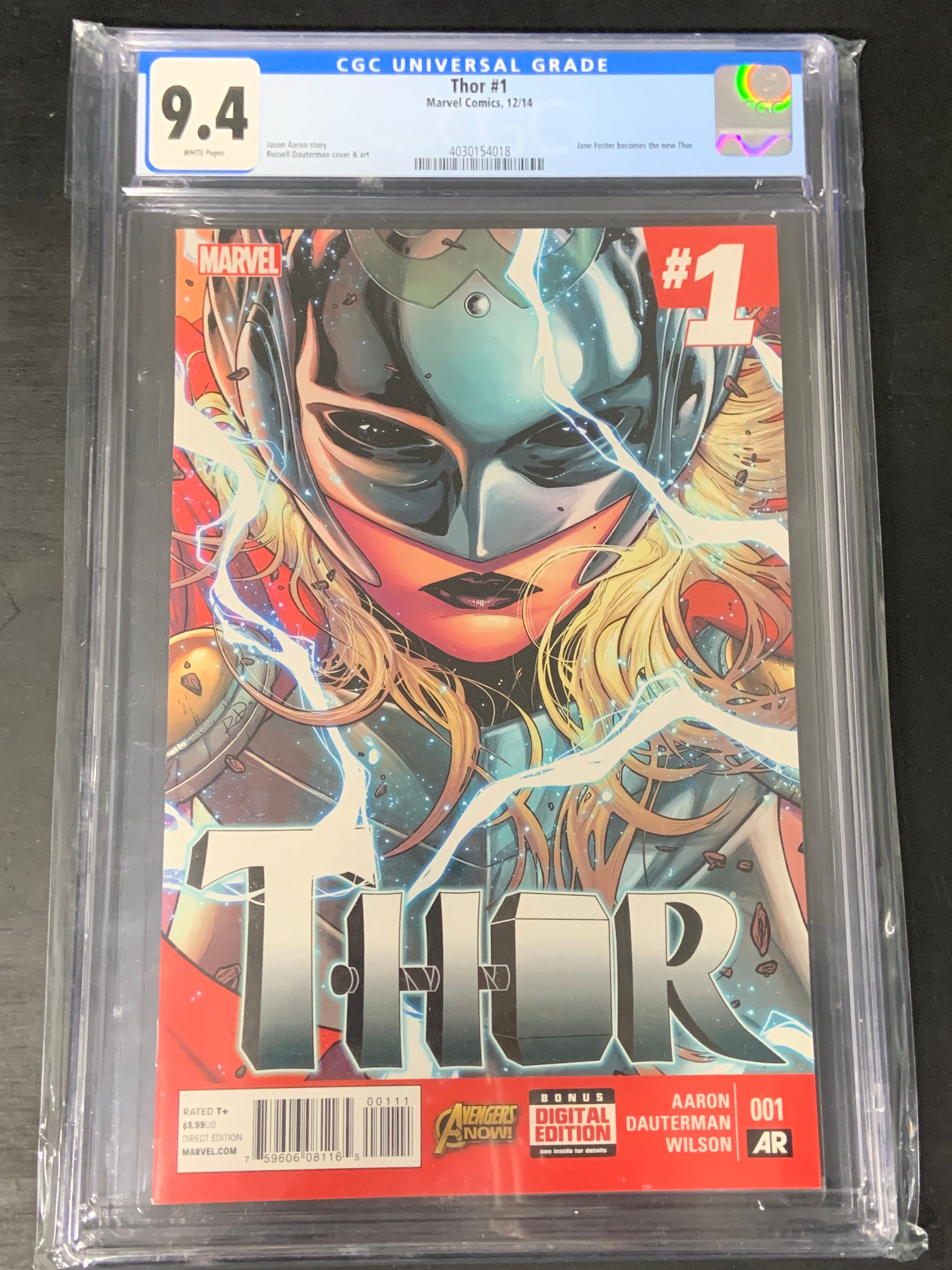 Thor 1 Marvel 2014 CGC 9.4 1st Jane Foster as Thor