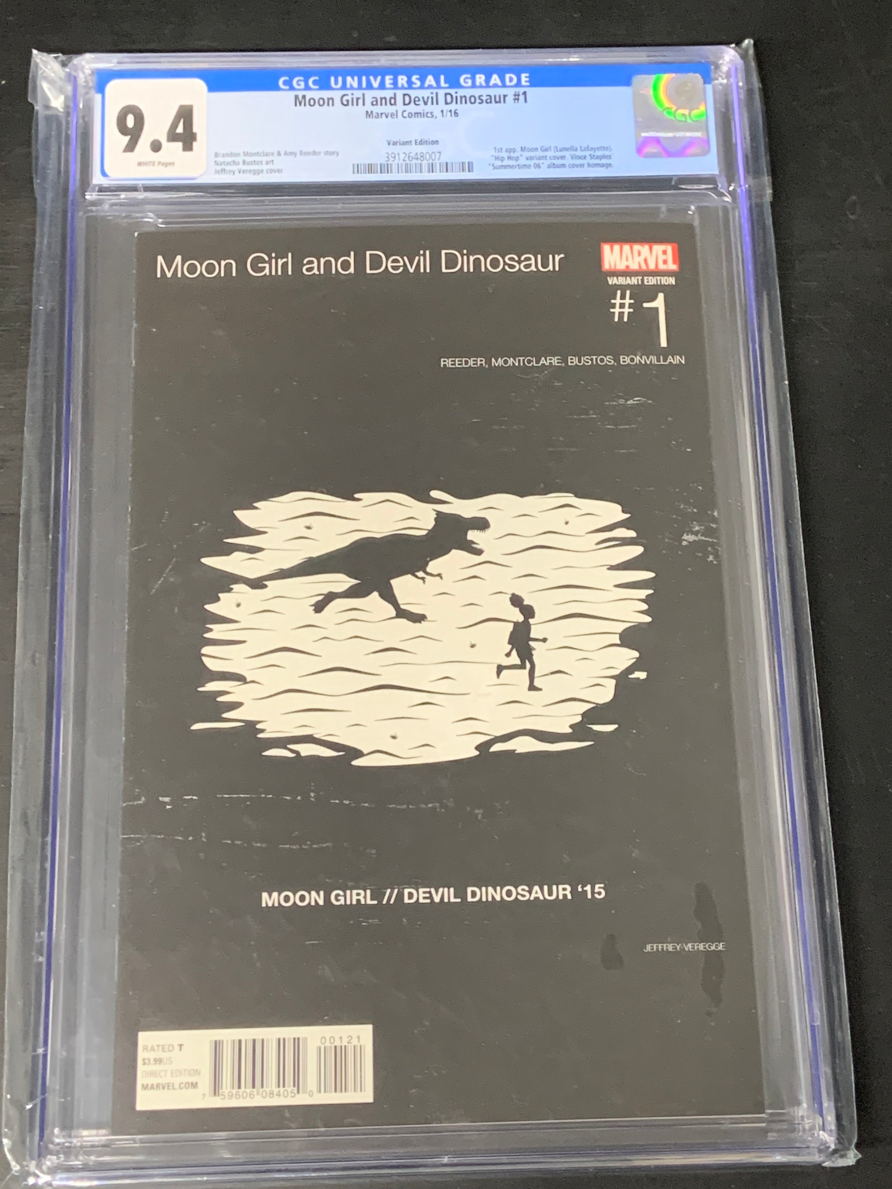 Moon Girl and Devil Dinosaur 1 Marvel 2016 CGC 9.4 Hip Hop Variant, 1st Moon Girl