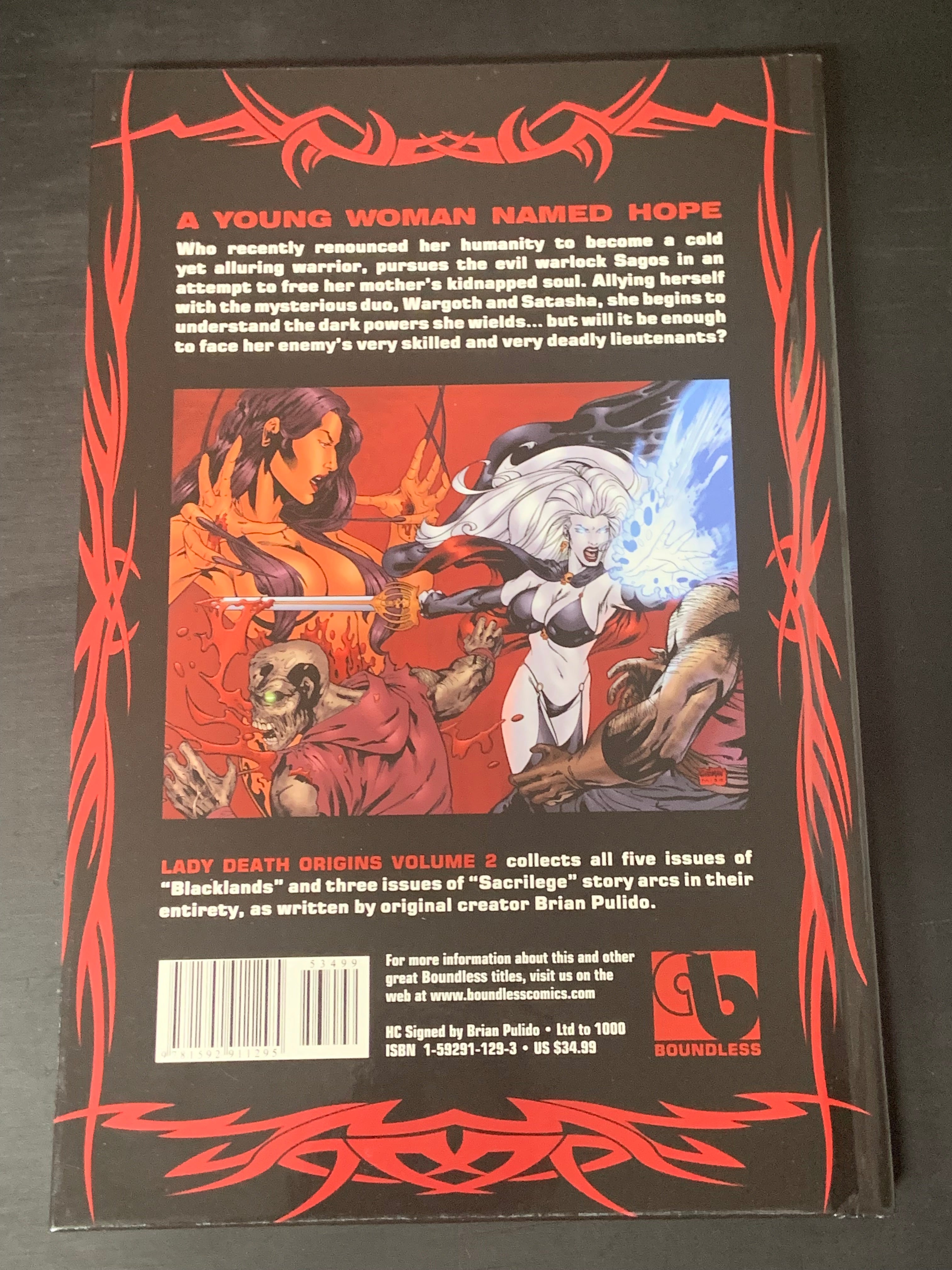 Lady Death Origins Volume 2 Hardcover Boundless Signed Edition