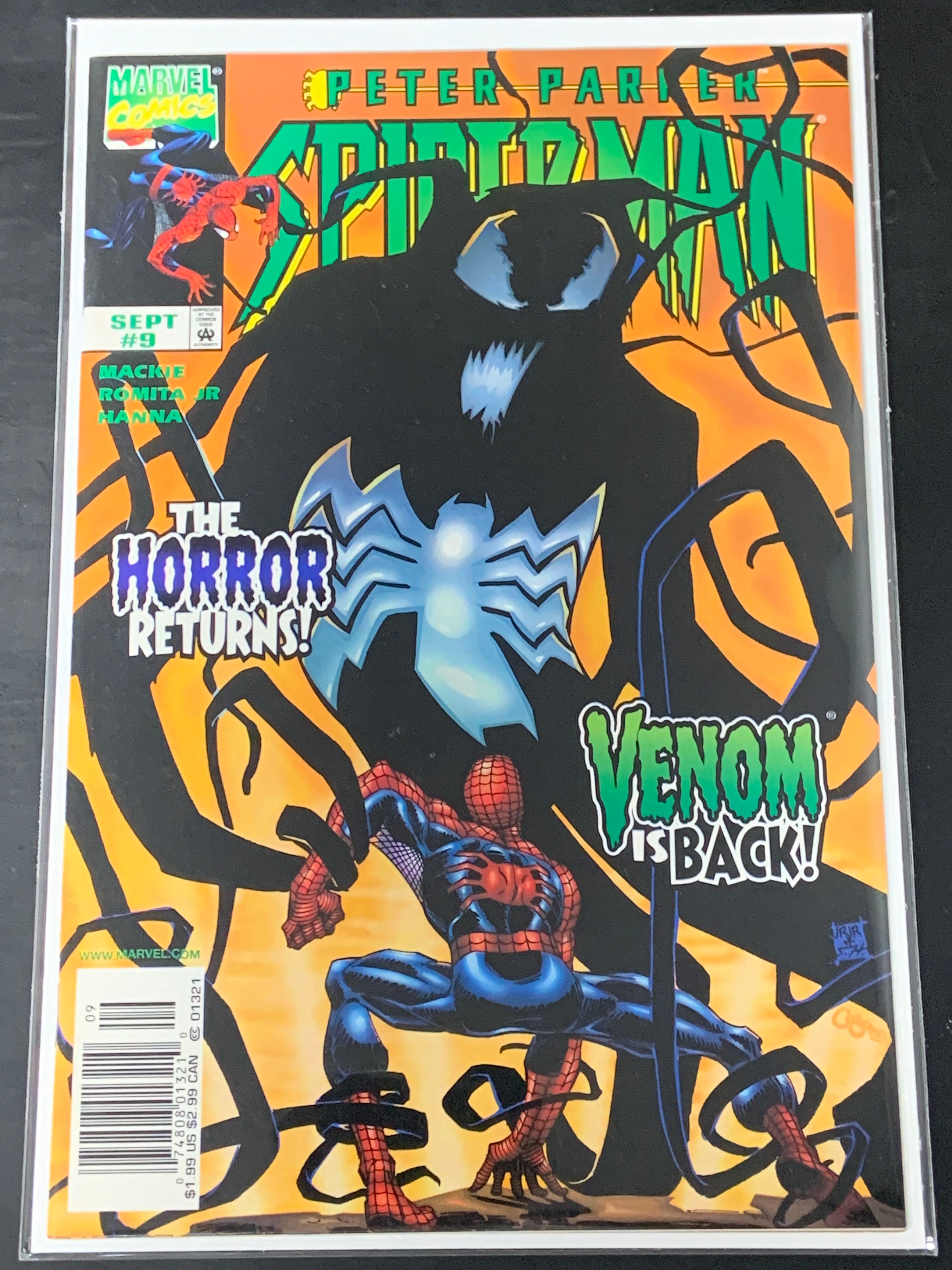 Peter Parker Spider-Man 9 Marvel 1999 The Return of Venom, Scarce Newsstand