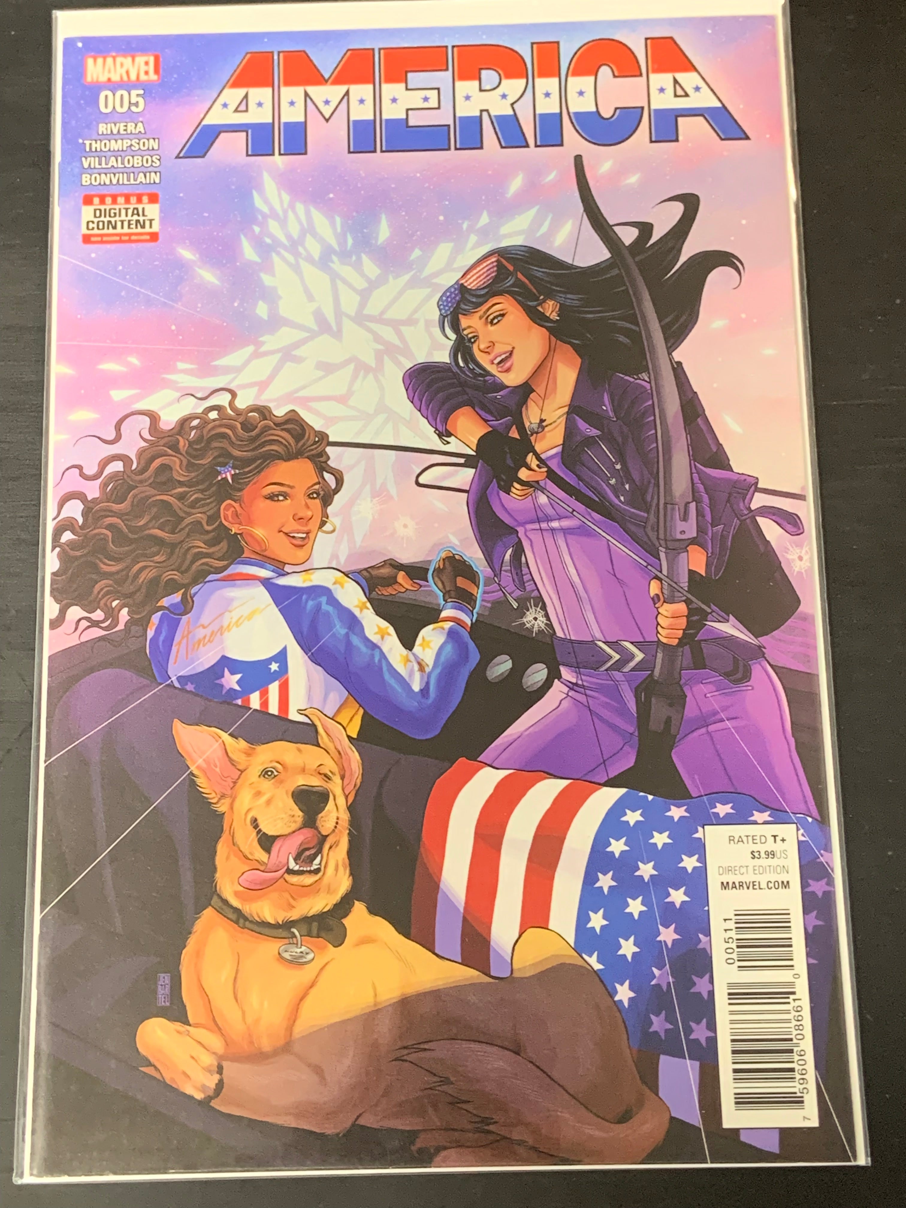 America 5 Marvel 2017 America Chavez, Kate Bishop & Lucky The Pizza Dog Cover