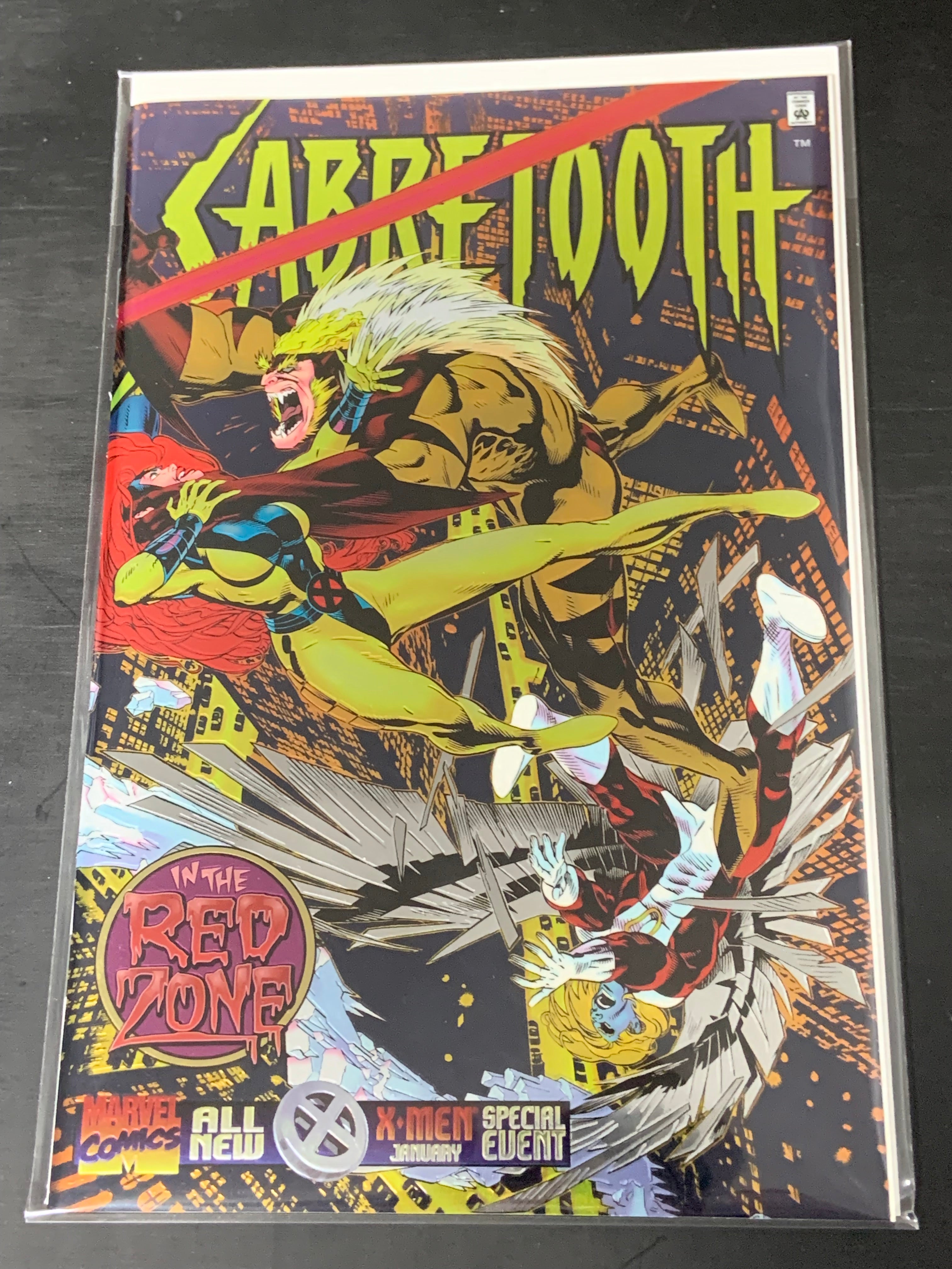 Sabertooth Into the Red Zone 1 Marvel 1995 Chromium Wraparound Cover