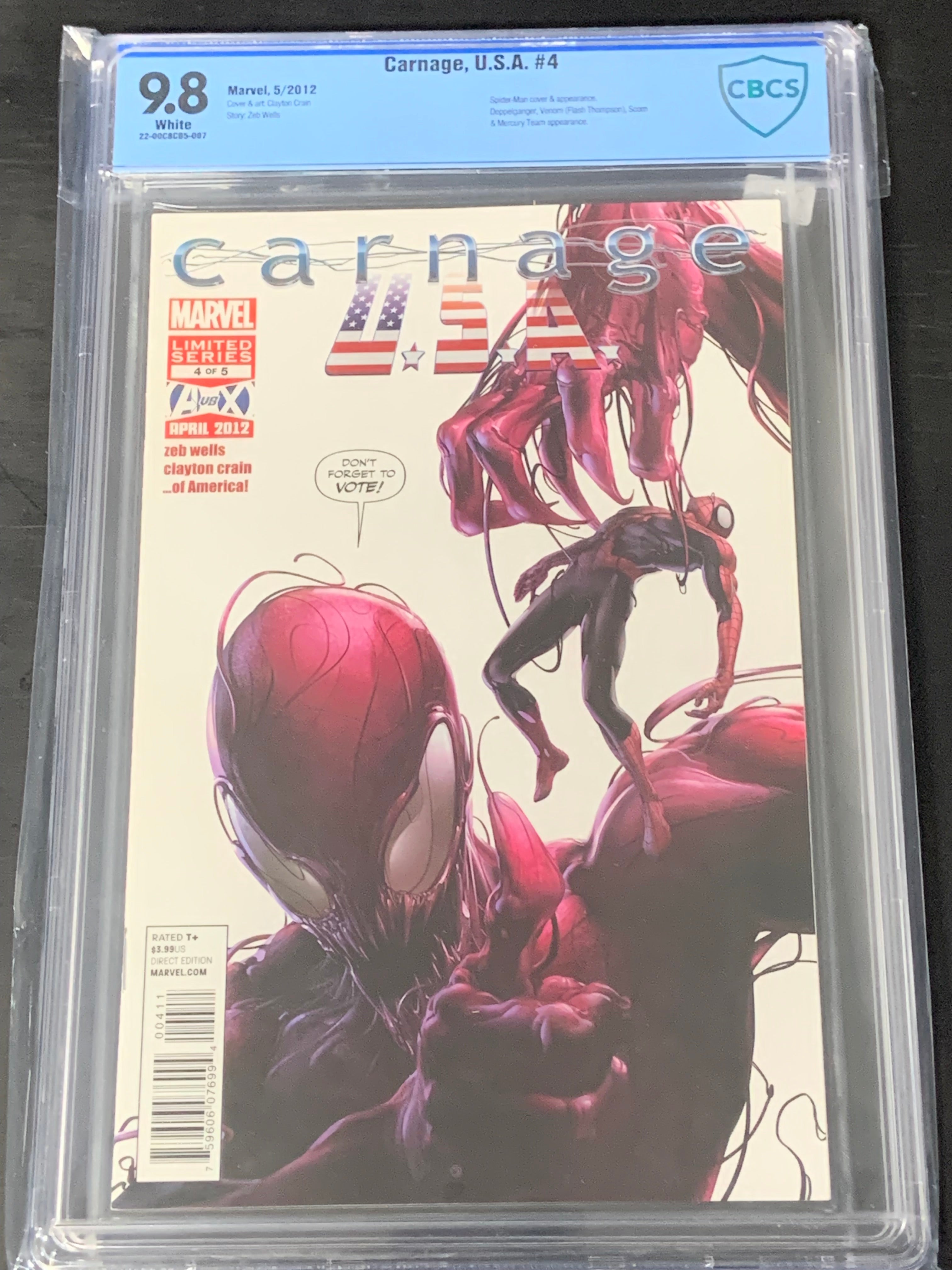 Carnage USA 4 CBCS 9.8 Clayton Crain Cover & Art