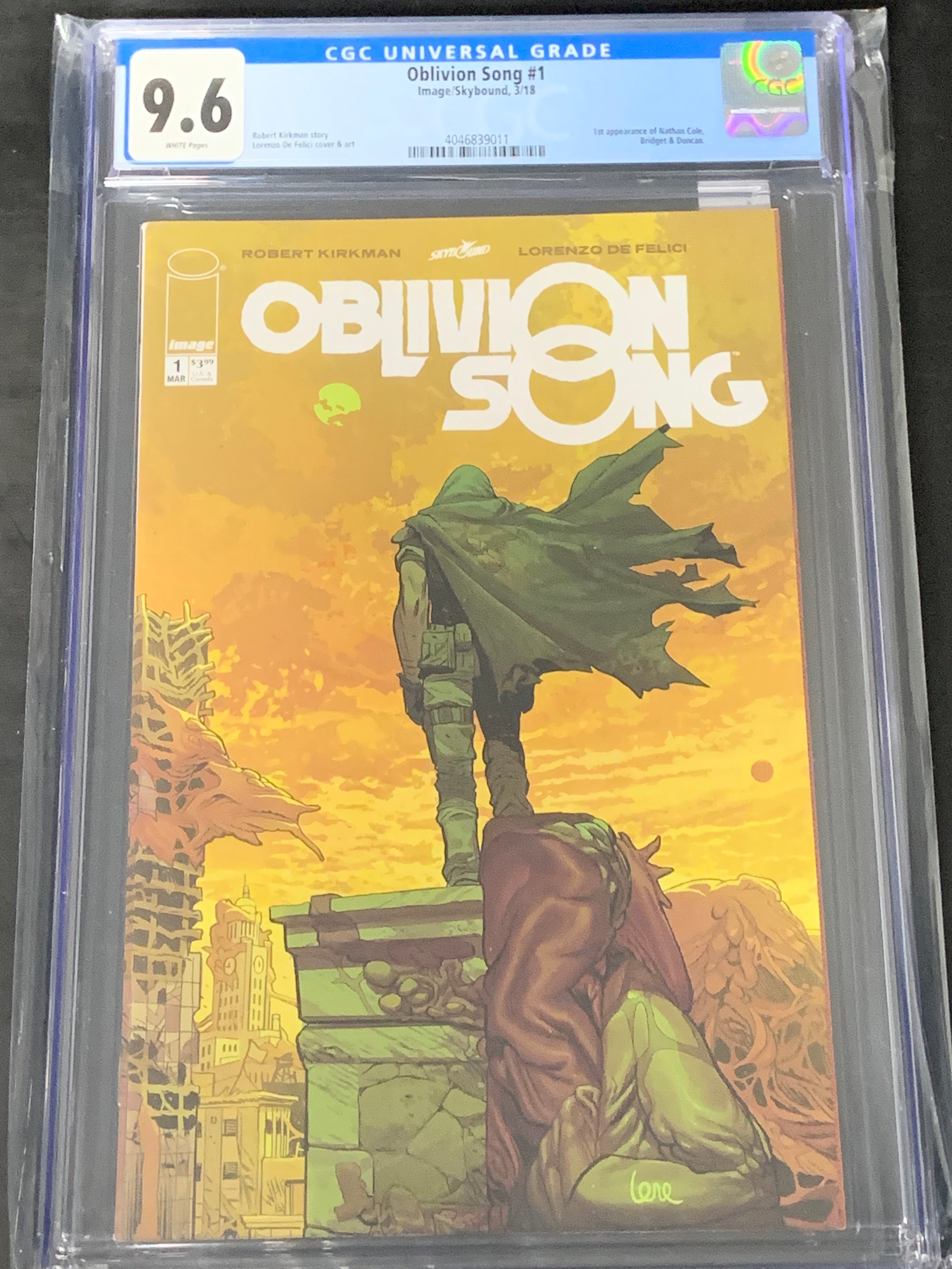 Oblivion Song 1 Image 2018 CGC 9.6 1st App of Nathan Cole