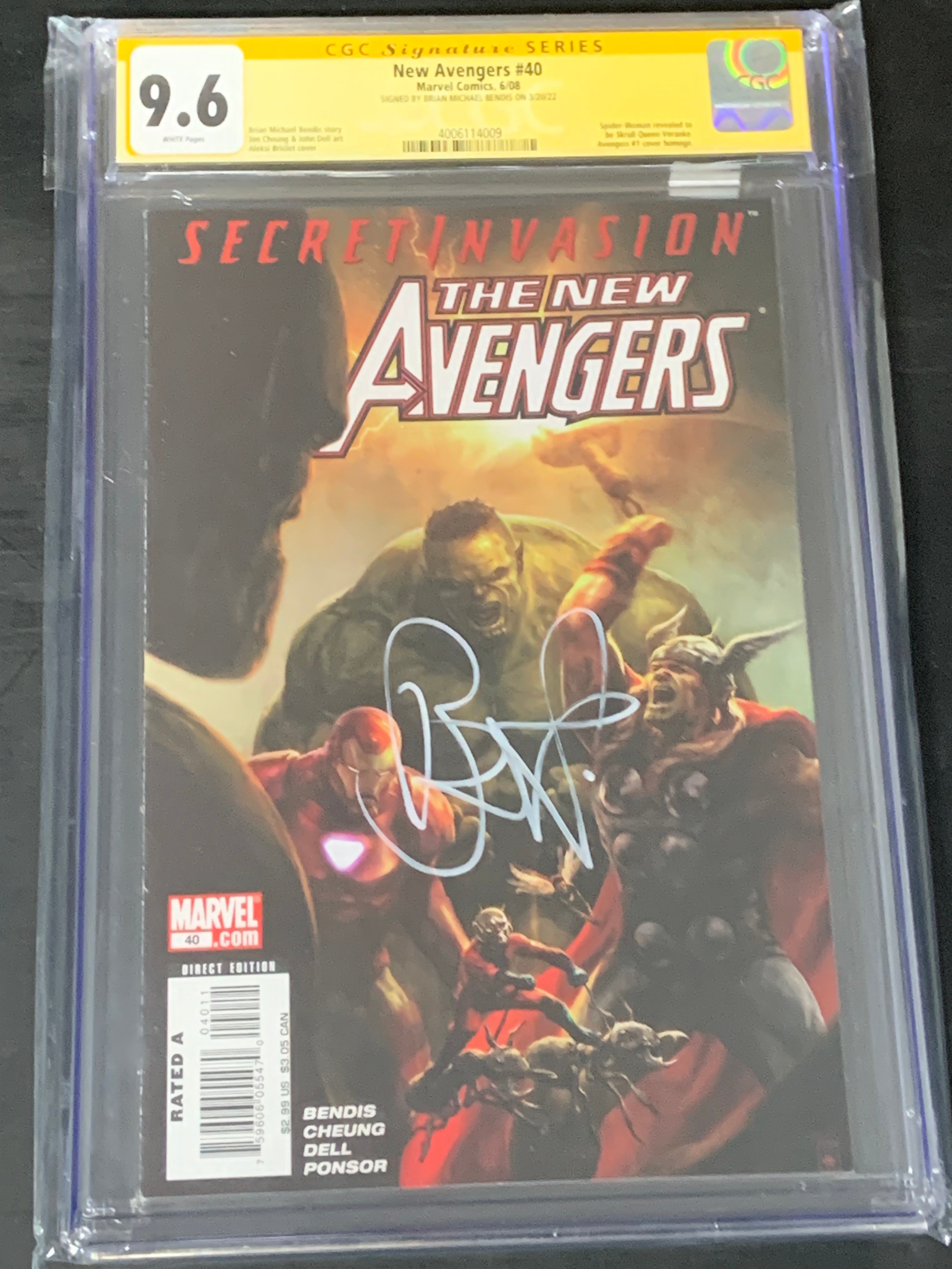 New Avengers 40 Marvel 2008 CGC 9.6 SS Brian Bendis 1st App of The Skrull Queen