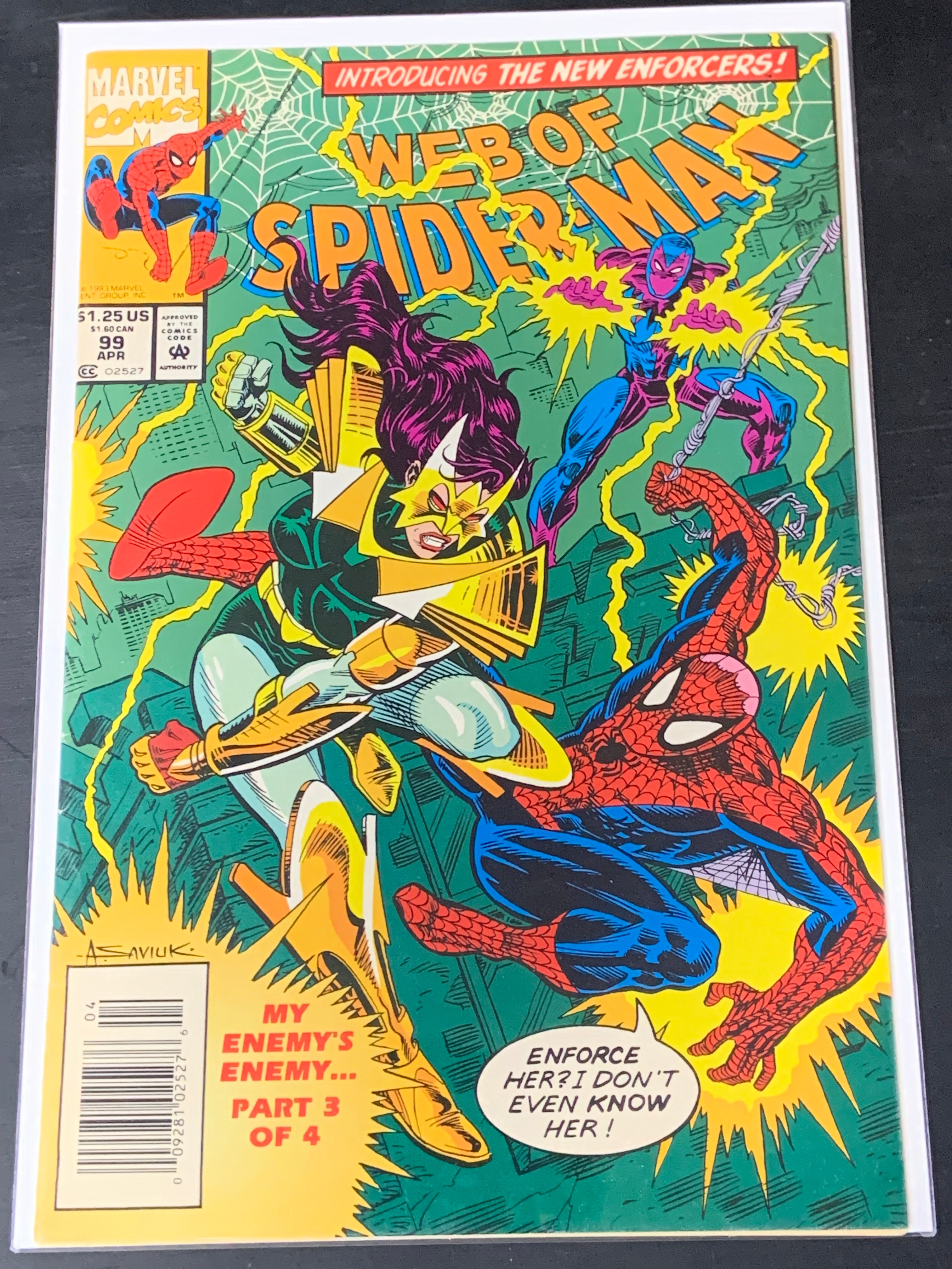 Web of Spiderman 99 Marvel 1993 1st App of Nightwatch, Newsstand