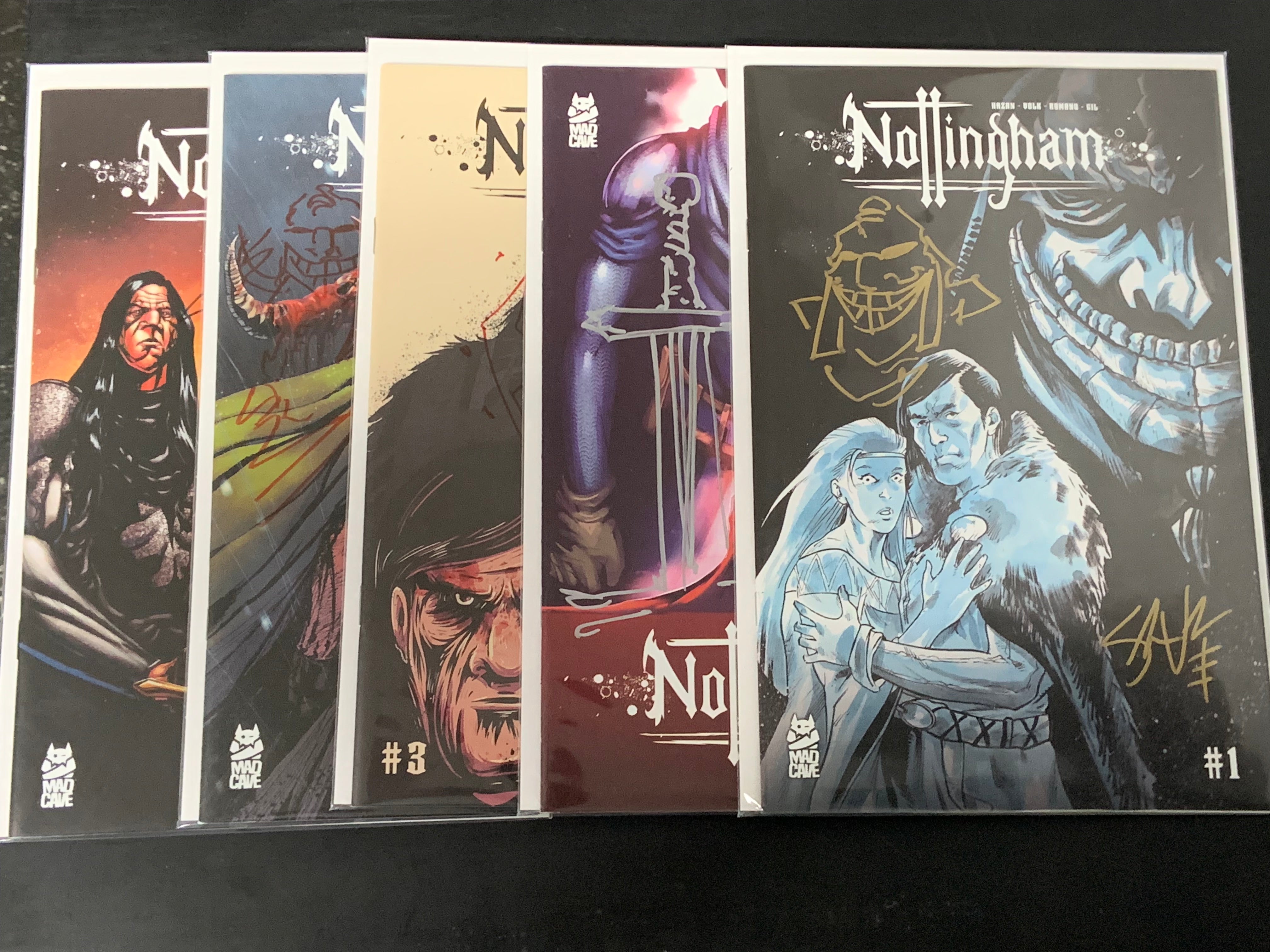 Nottingham 1-5 Set Mad Cave All Signed and Remarqued by Shane Volk