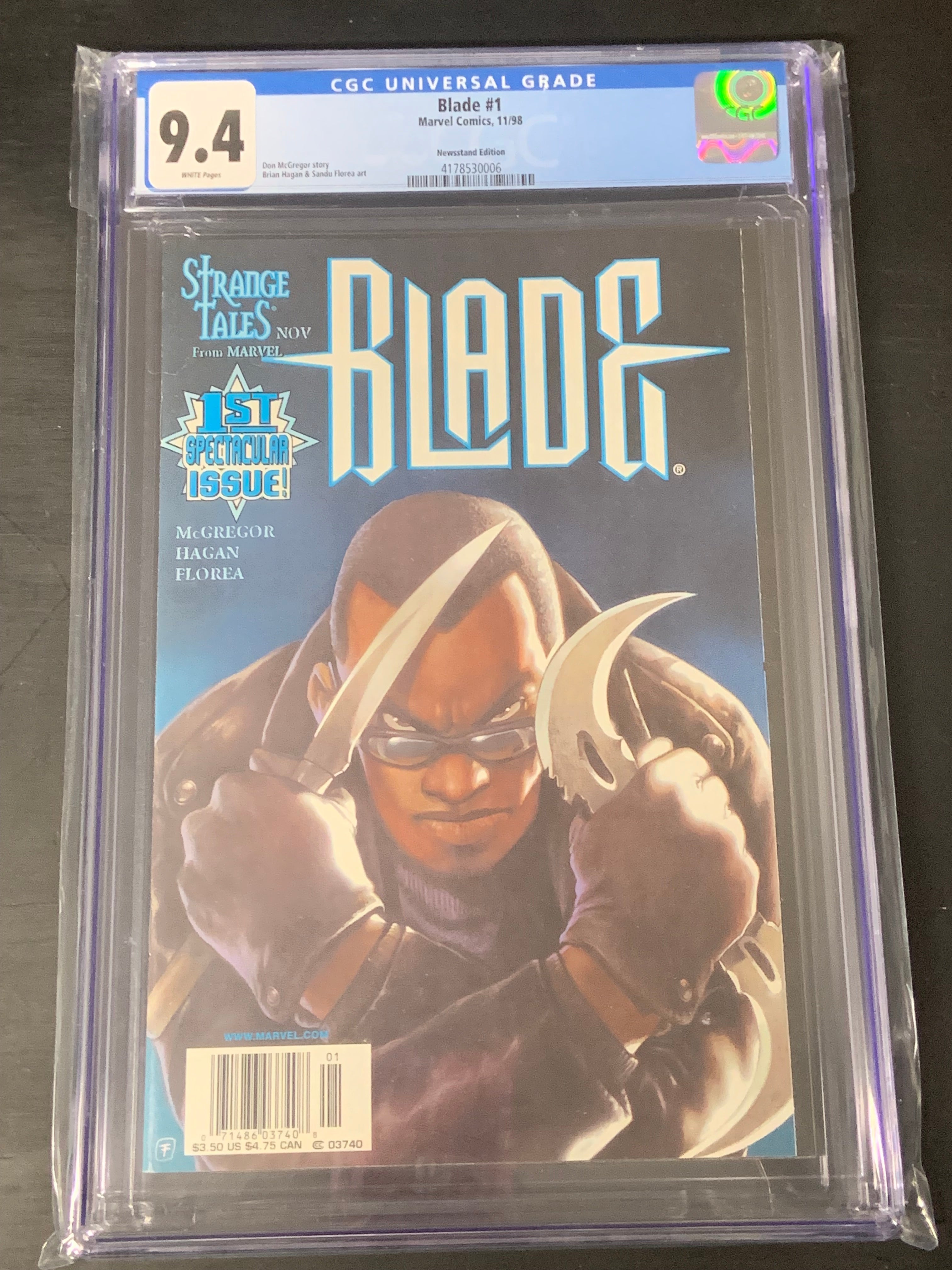 Blade 1 Marvel 1998 CGC 9.4 VERY SCARCE NEWSSTAND EDITION