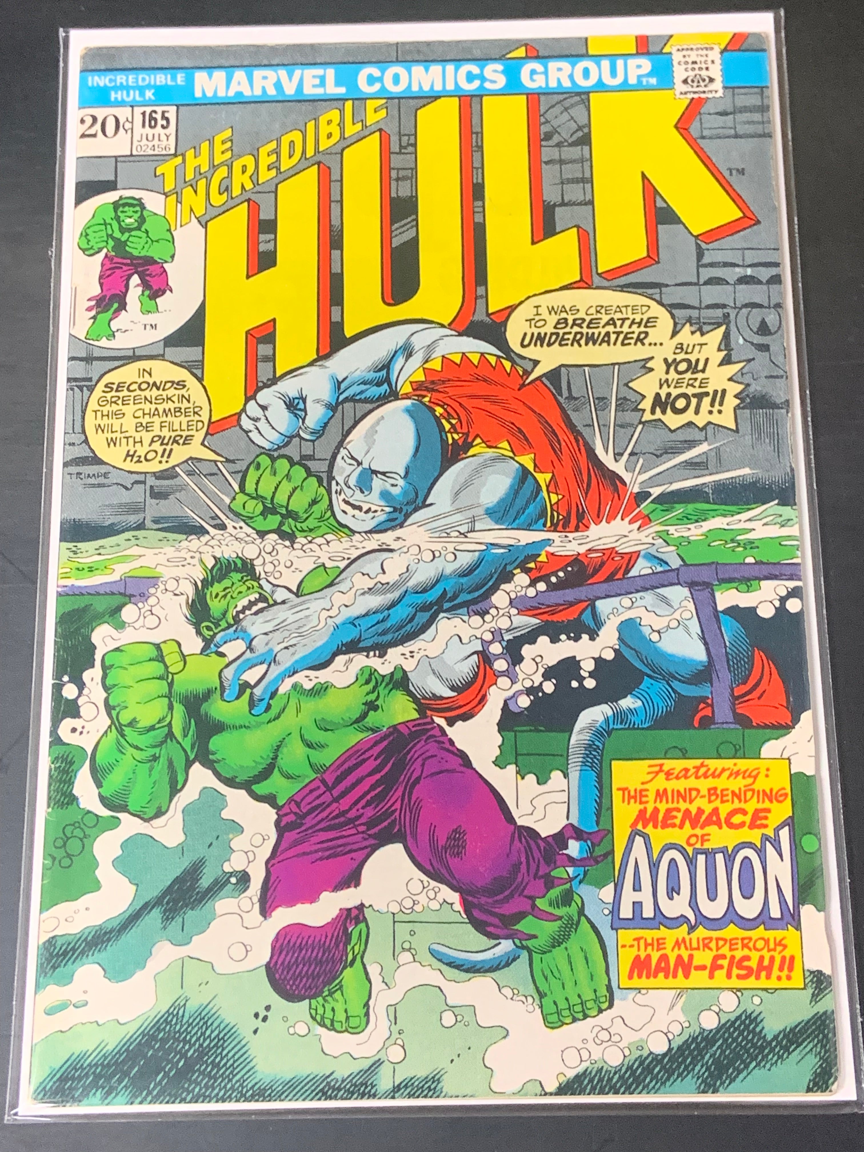 Hulk 165 Marvel 1973 1st App of Aquon Scarce Mark Jewelers Insert