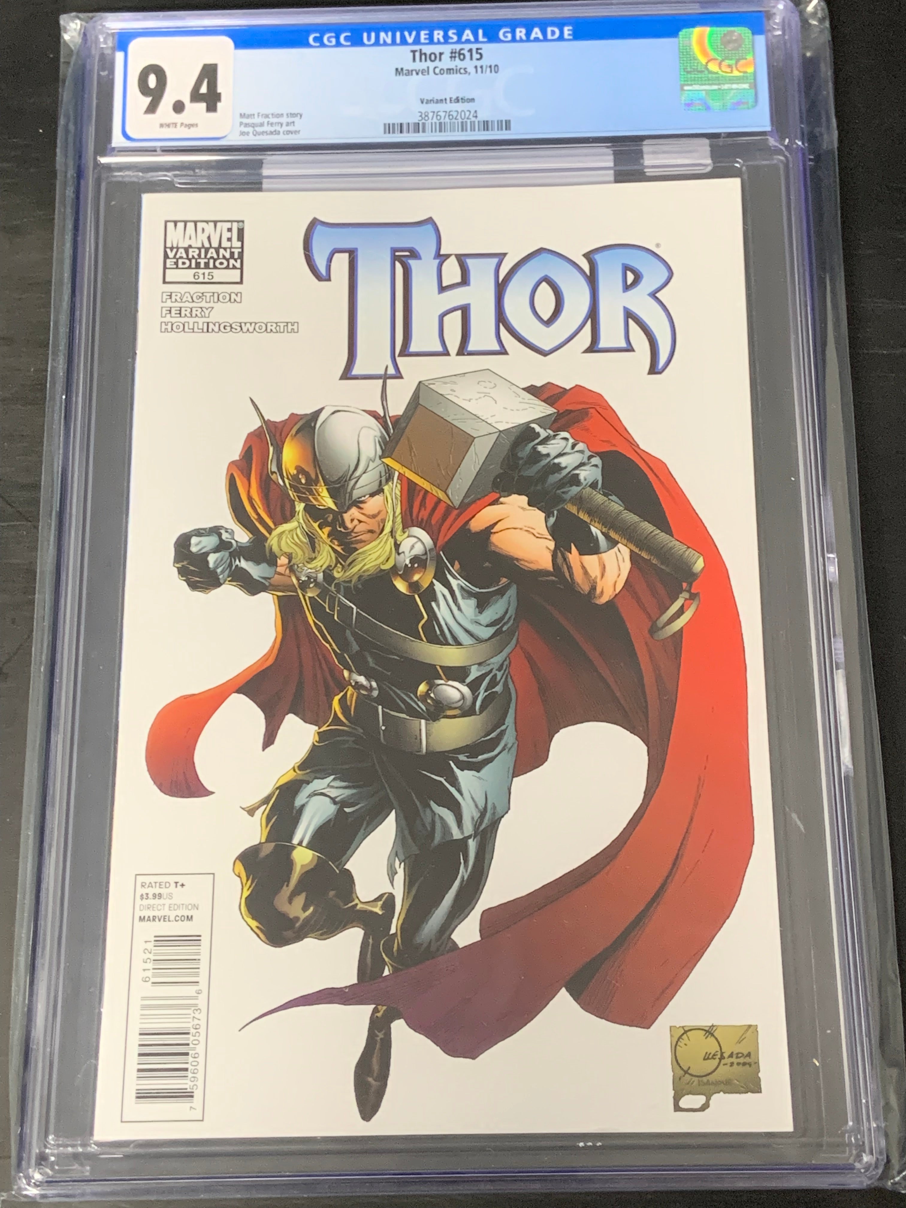 Thor 615 2010 CGC 9.4 125 Quesada Variant, 1st App of Kid Loki in Cameo