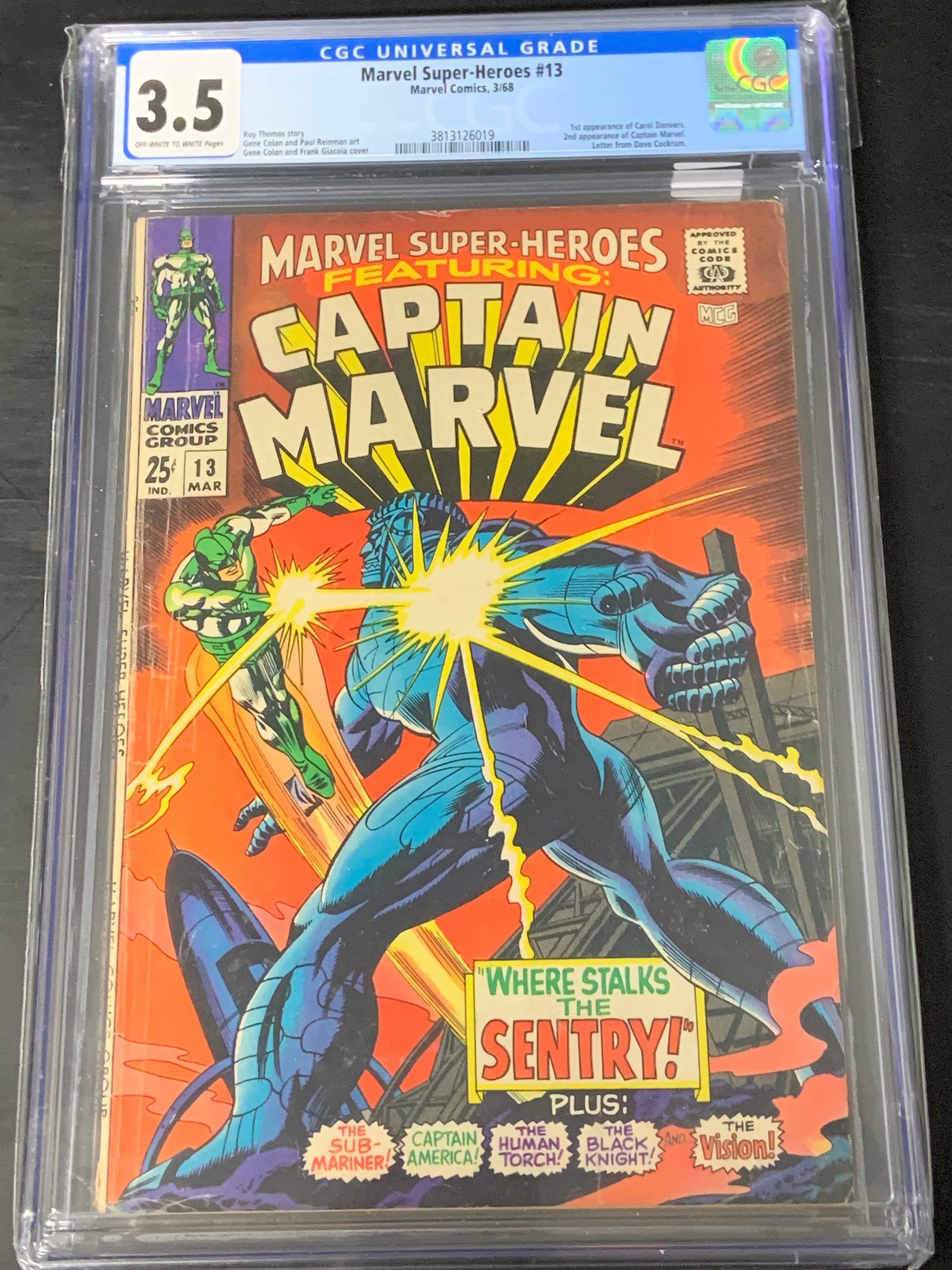 Marvel Super-Heroes 13 1968 CGC 3.5 1st App of Carol Danvers, 2nd App of Captain Marvel