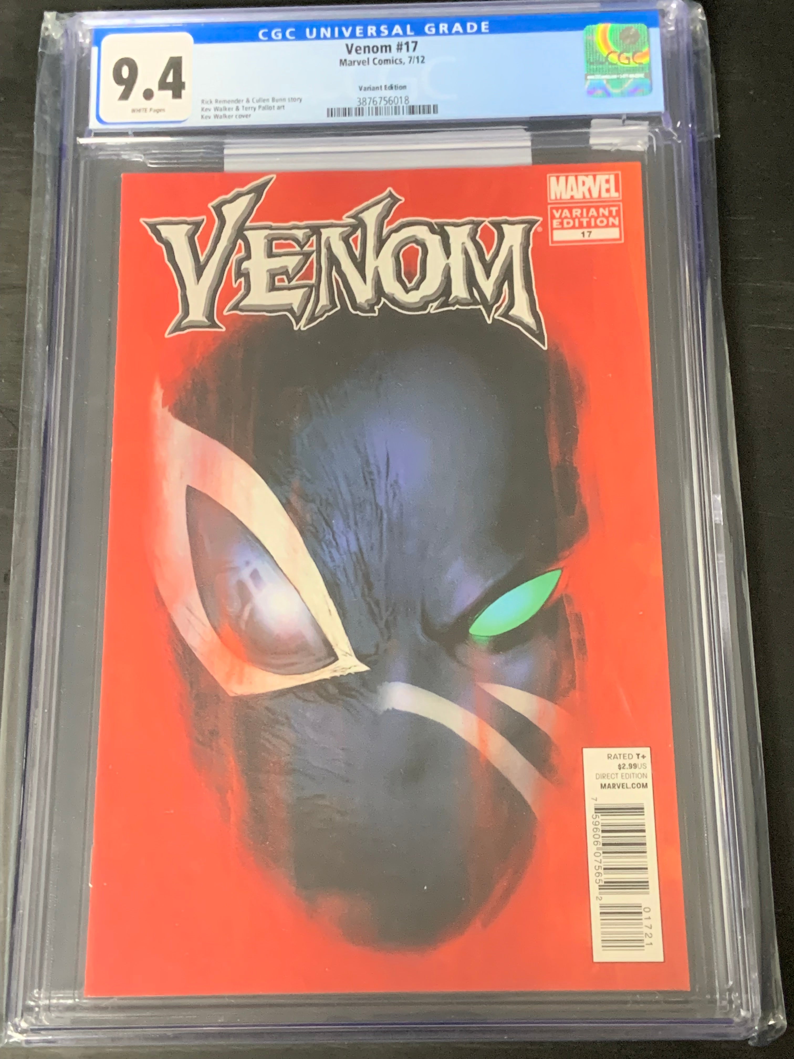 Venom 17 2012 CGC 9.4 1:20 Kev Walker Variant 1st Eddie Brock as Toxin, 1st Savage Six