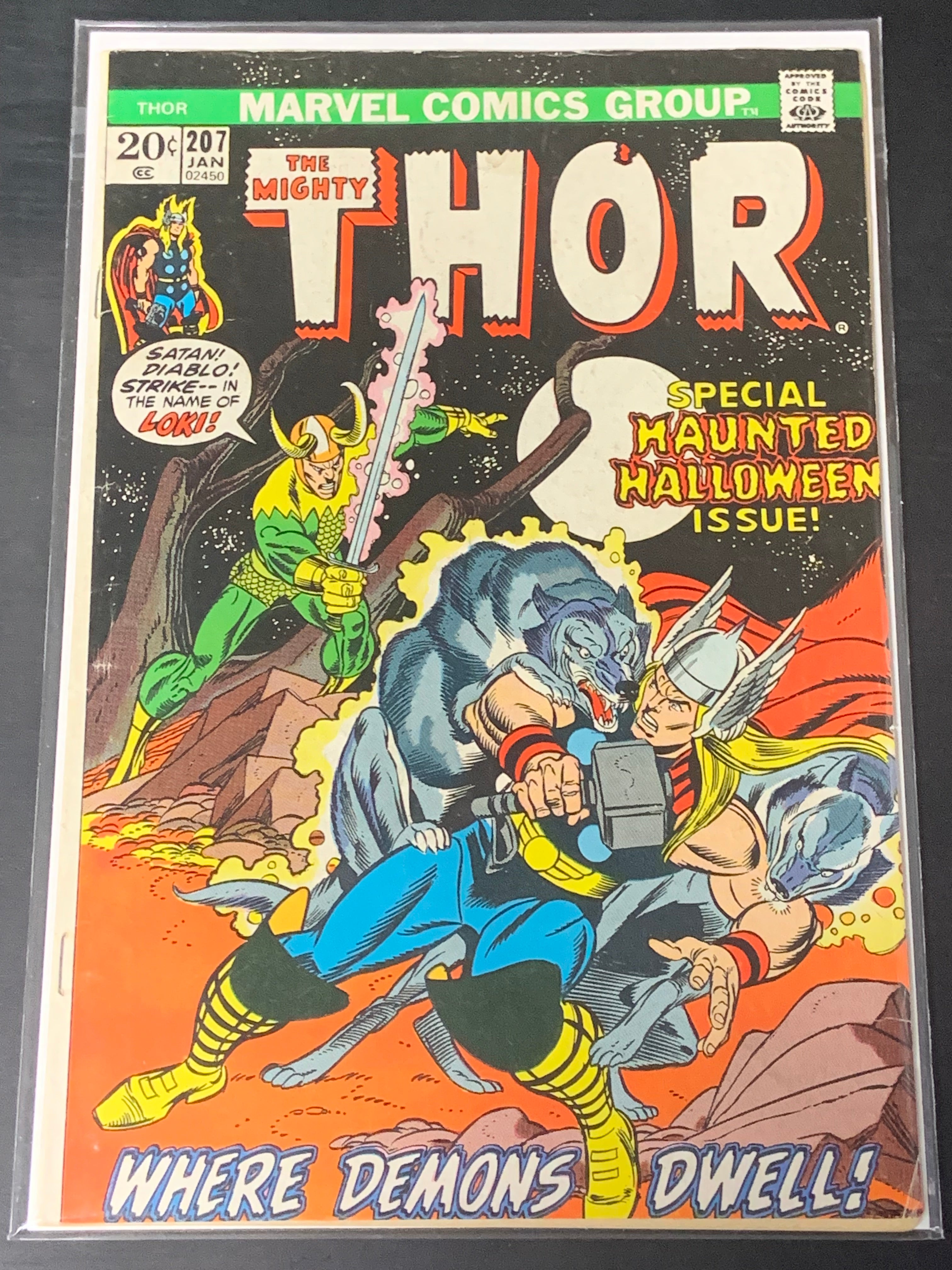 Thor 207 Marvel 1974 Classic Loki vs Thor Halloween Issue