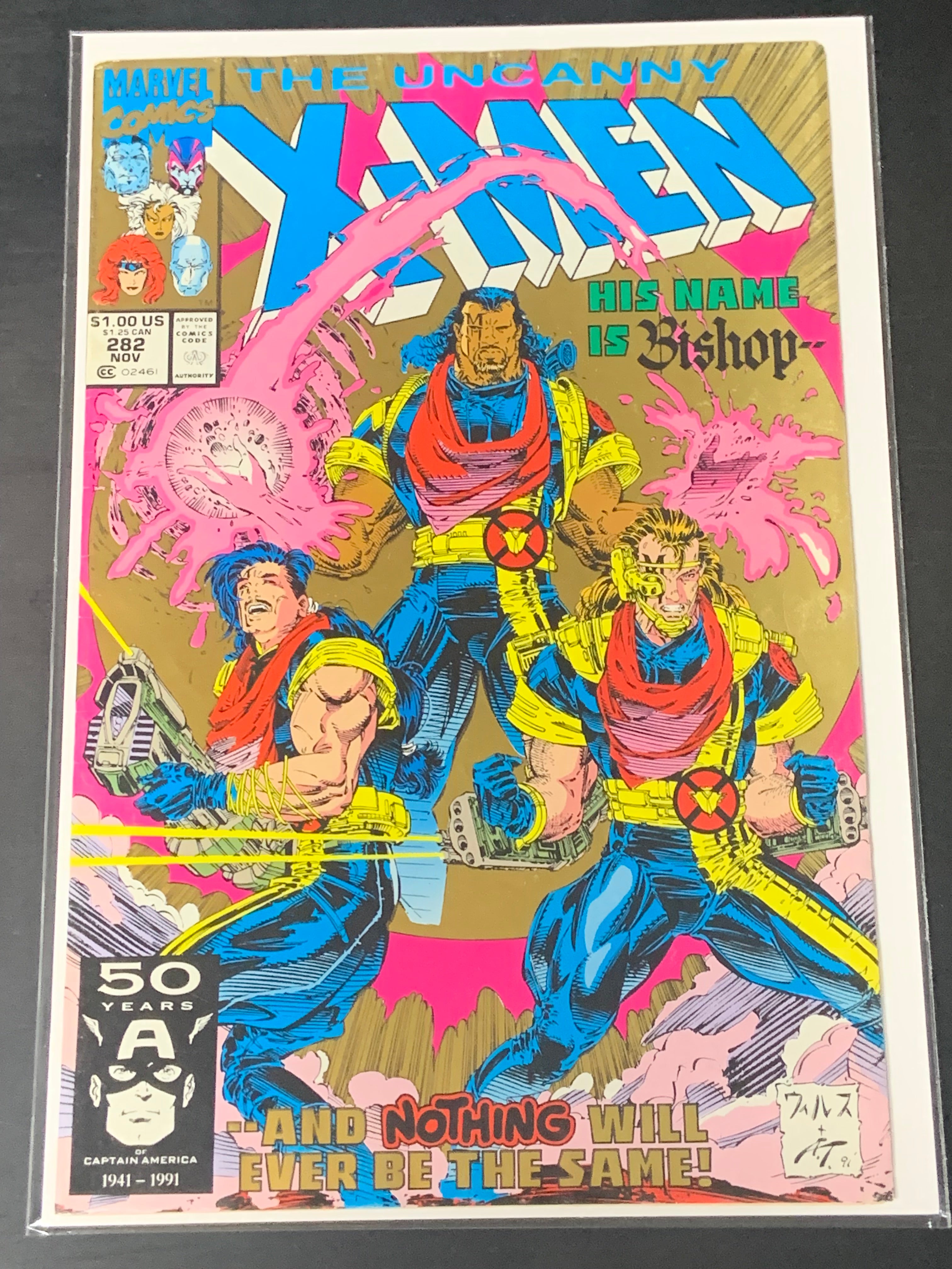 X-Men 282 Marvel 1991 1st Cameo App of Bishop, Gold Second Printing