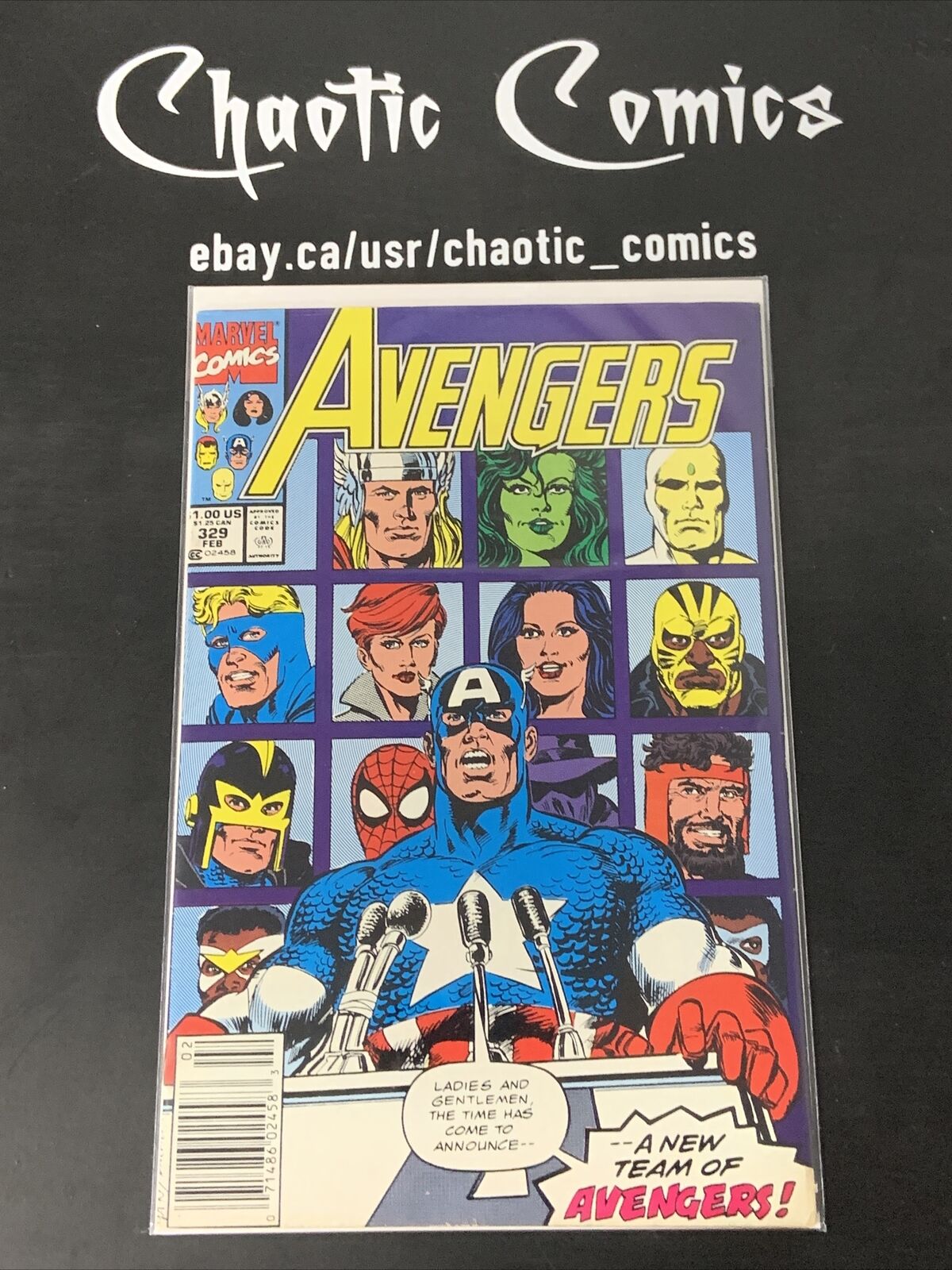 Avengers 329 Marvel Comics 1991 New Avengers Team Line Up! Newsstand Edition!