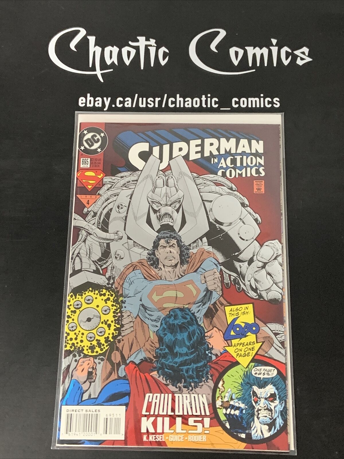 Action Comics 695 1994 Foil Embossed Cover, Superman, Lobo App!