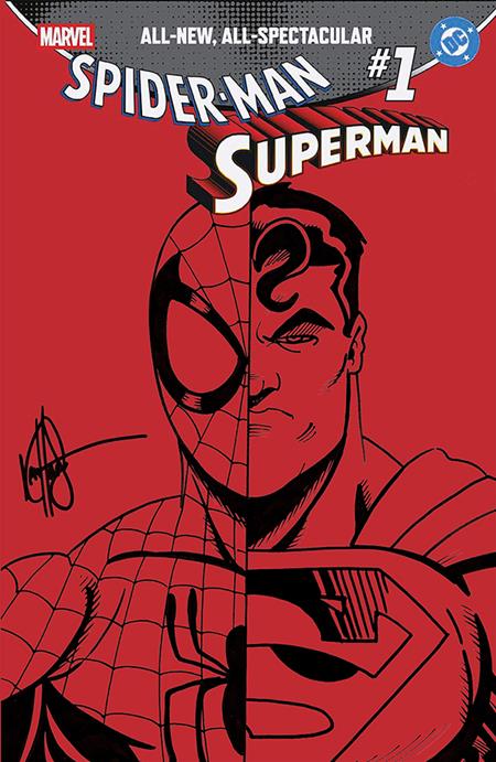 DF MARVEL/DC SPIDERMAN/SUPERMAN #1 RED BLANK VARIANT SIGNED AND REMARKED BY KEN HAESER WITH A SPIDERMAN/SUPERMAN SKETCH 9/30/2026
