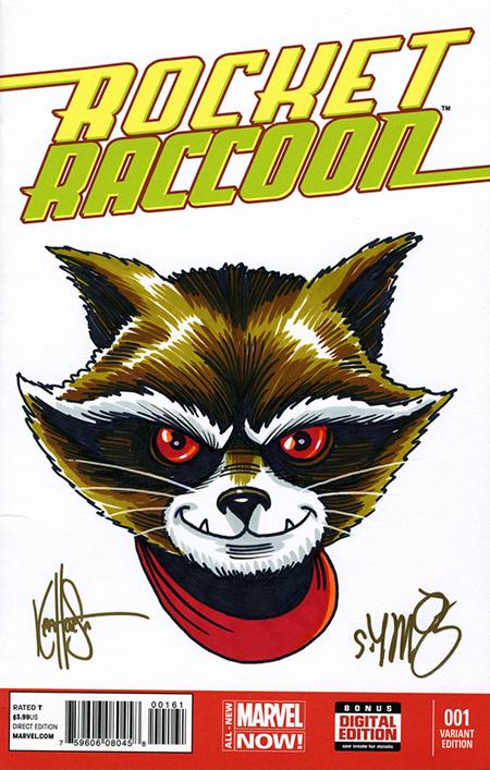 DF ROCKET RACCOON #1 BLANK VARIANT SIGNED BY SKOTTIE YOUNG AND REMARKED BY KEN HAESER WITH A ROCKET SKETCH 9/30/2026